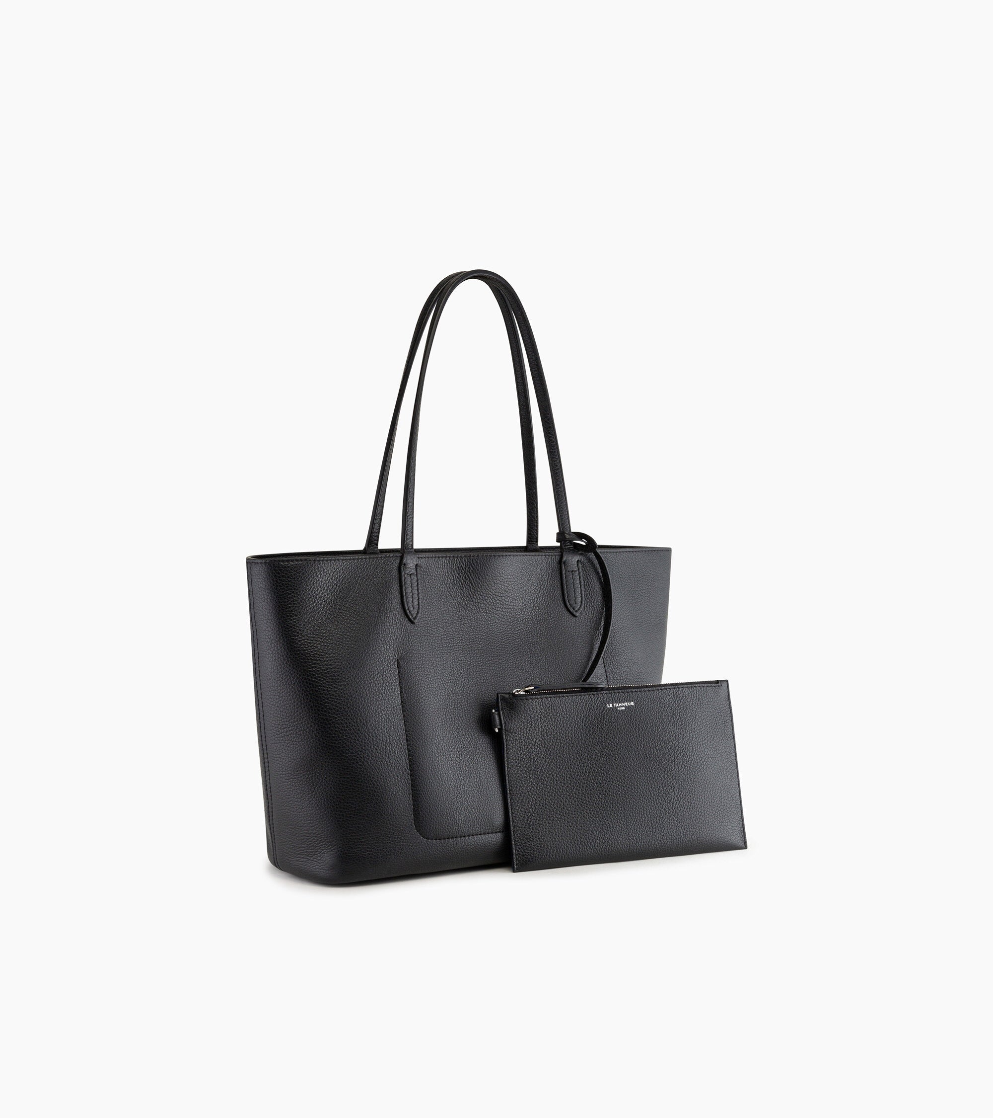 Le Tanneur Louise grand cabas cuir grainé Black Le Bleu 16"