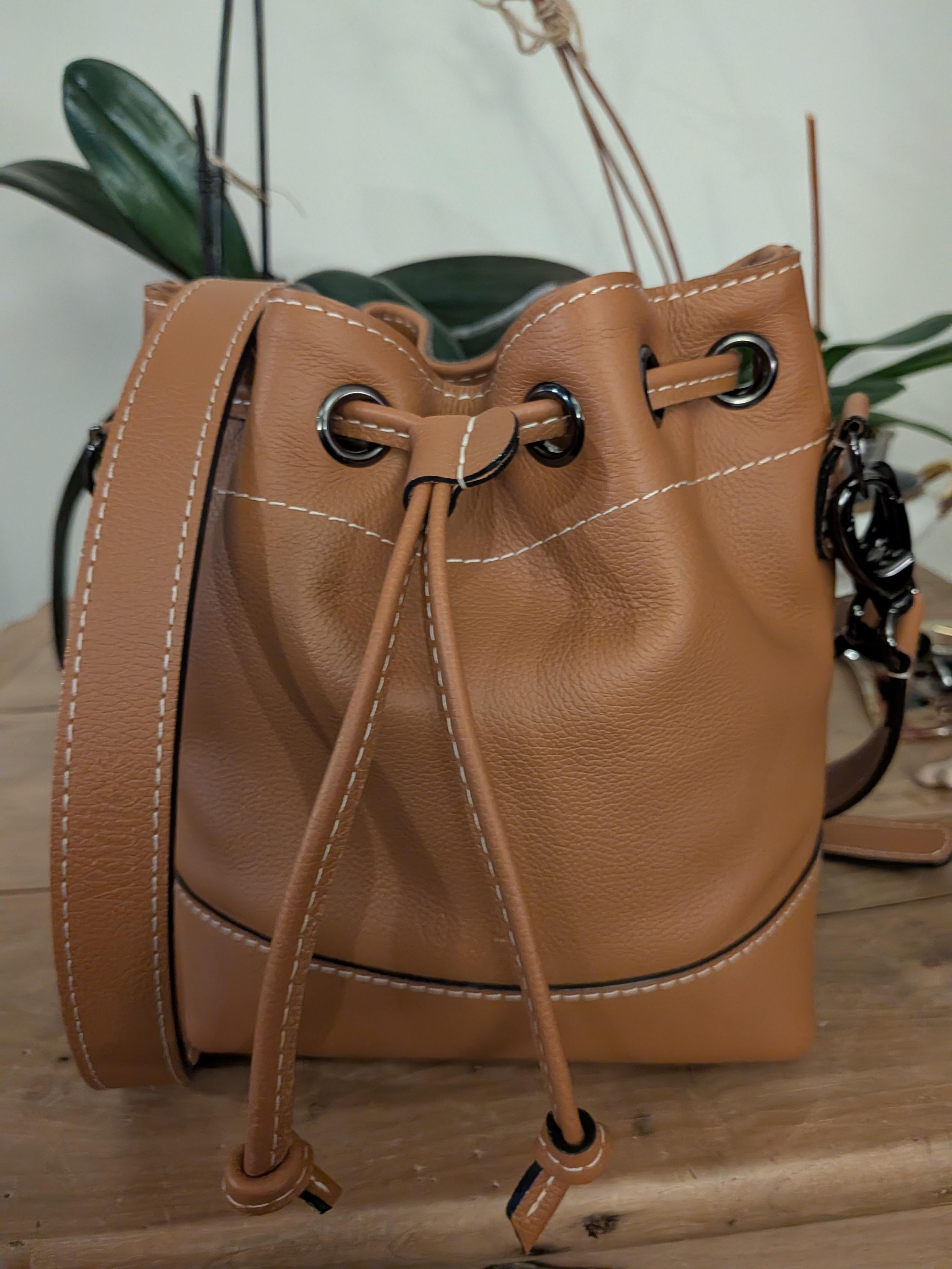 Nodie's Tommy sac seau cuir camel grainé