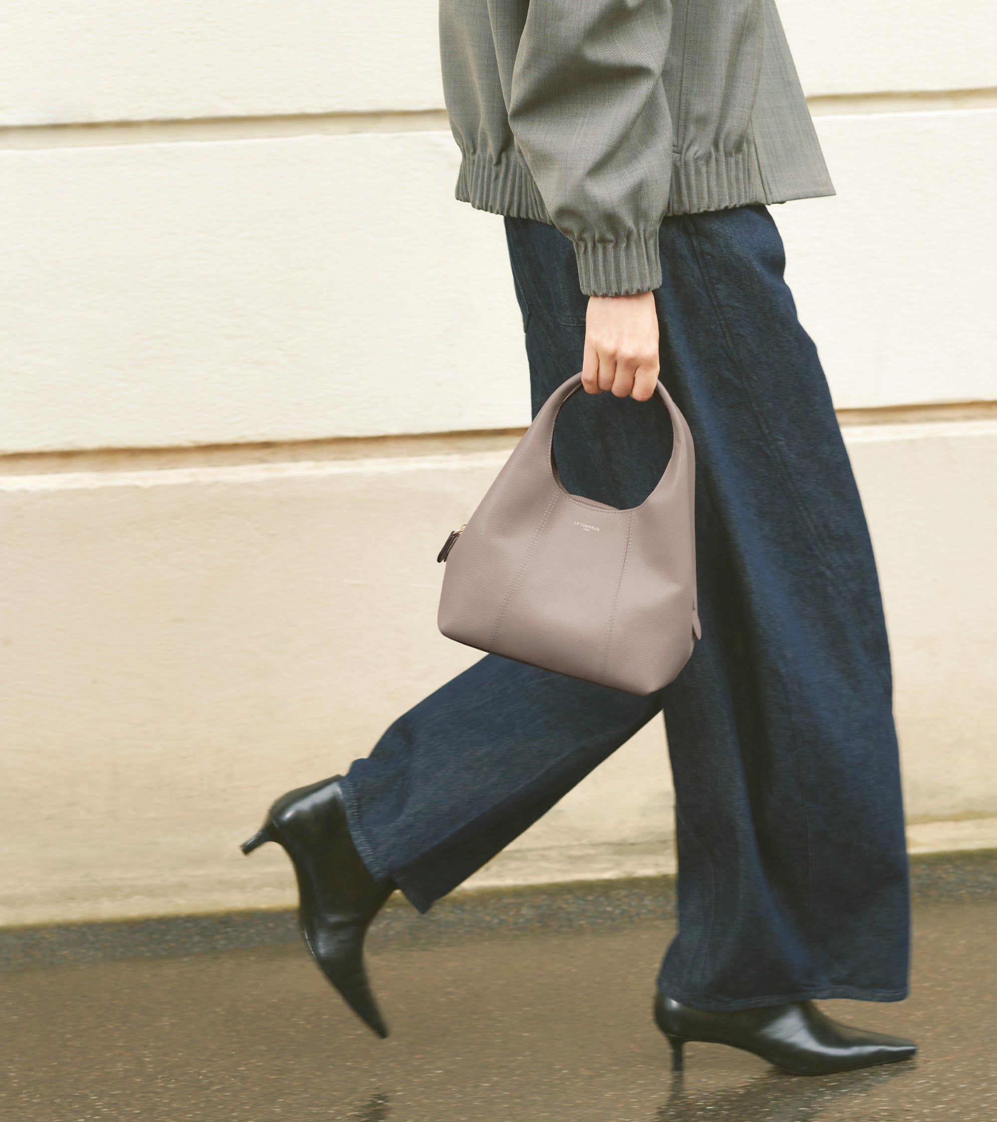 Le Tanneur Juliette petit sac à main cuir gris Fossil Grey