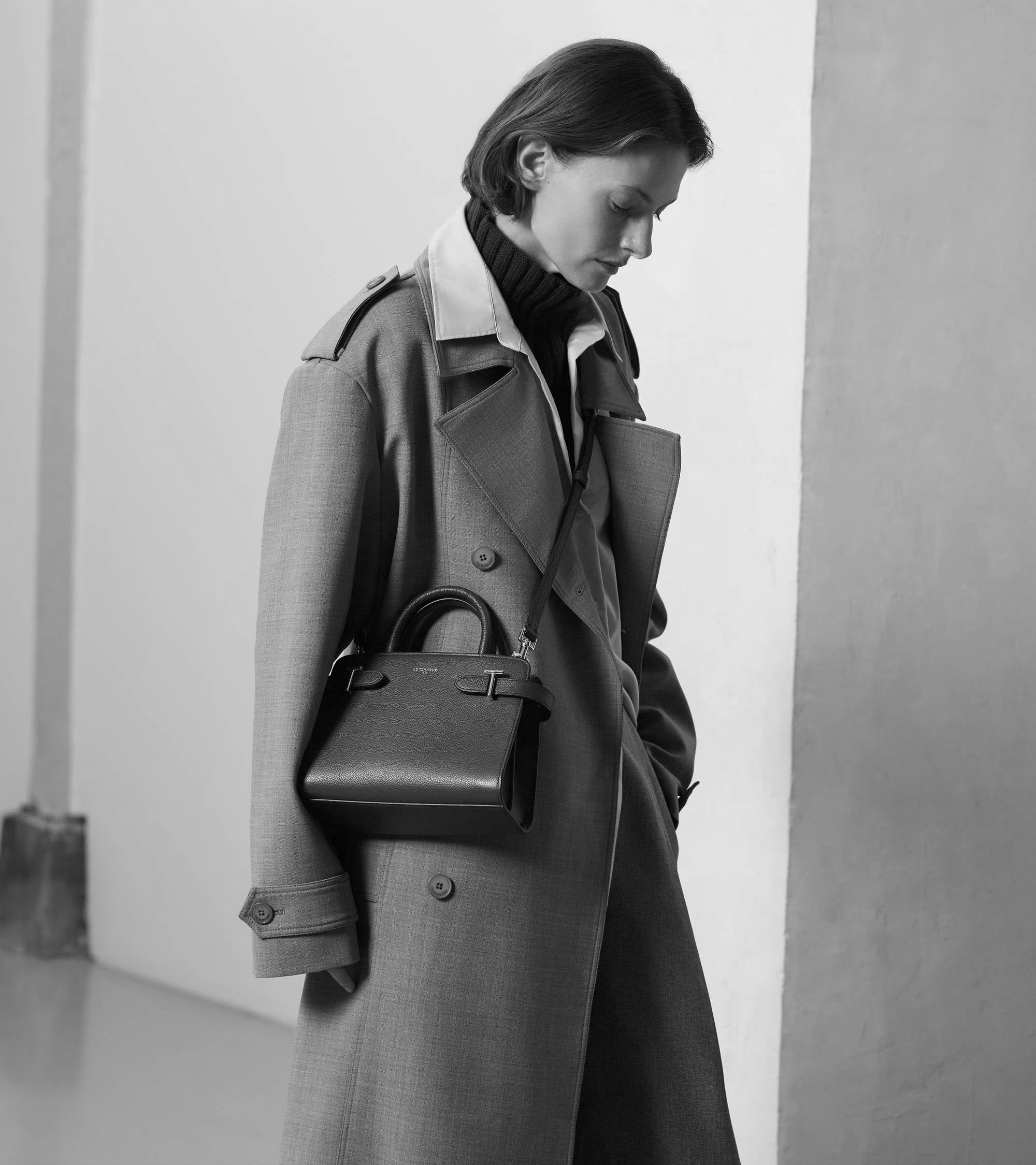 Le Tanneur Emilie Petit Sac à Main Cuir Grainé 3 Compartiments