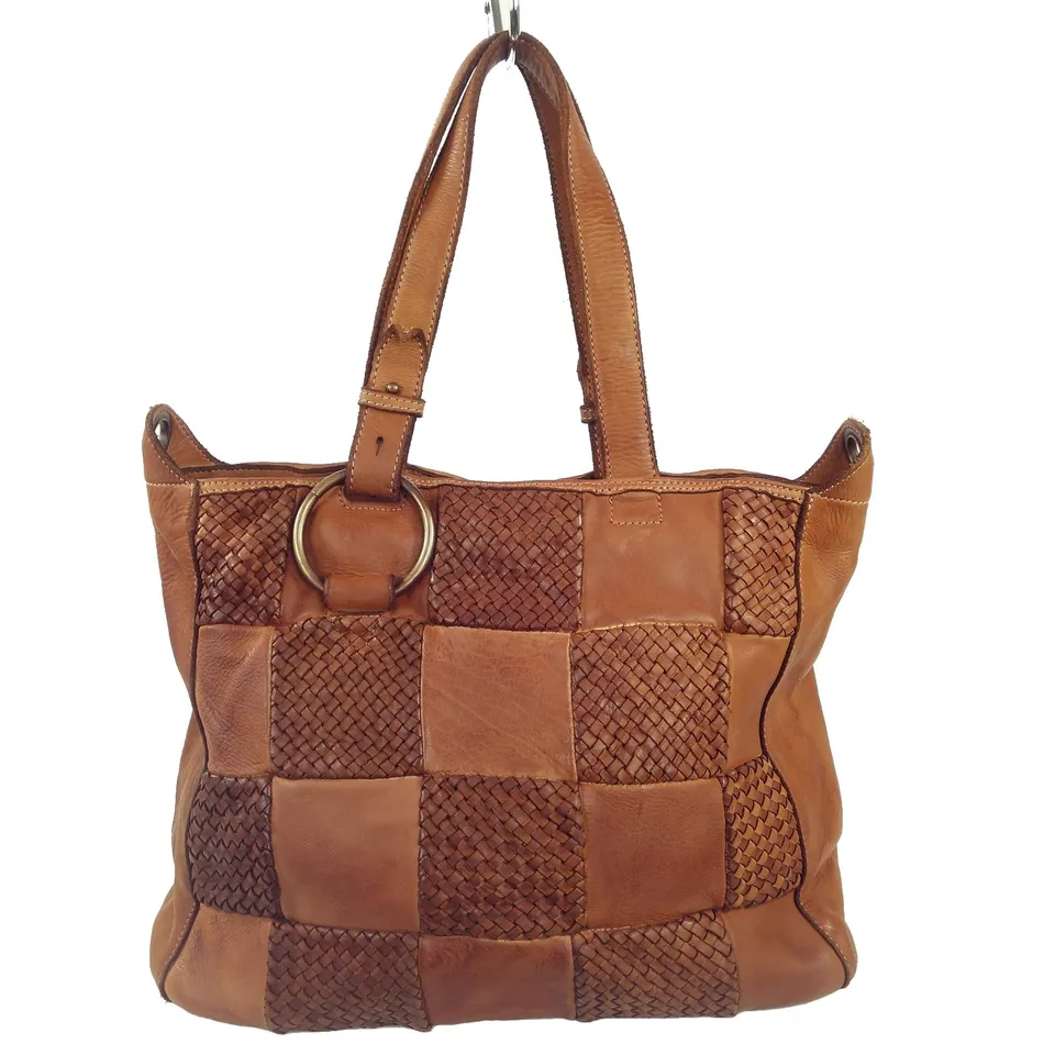 Collection Esprit Cuir BETINA sac à main cuir marron A4 bohème