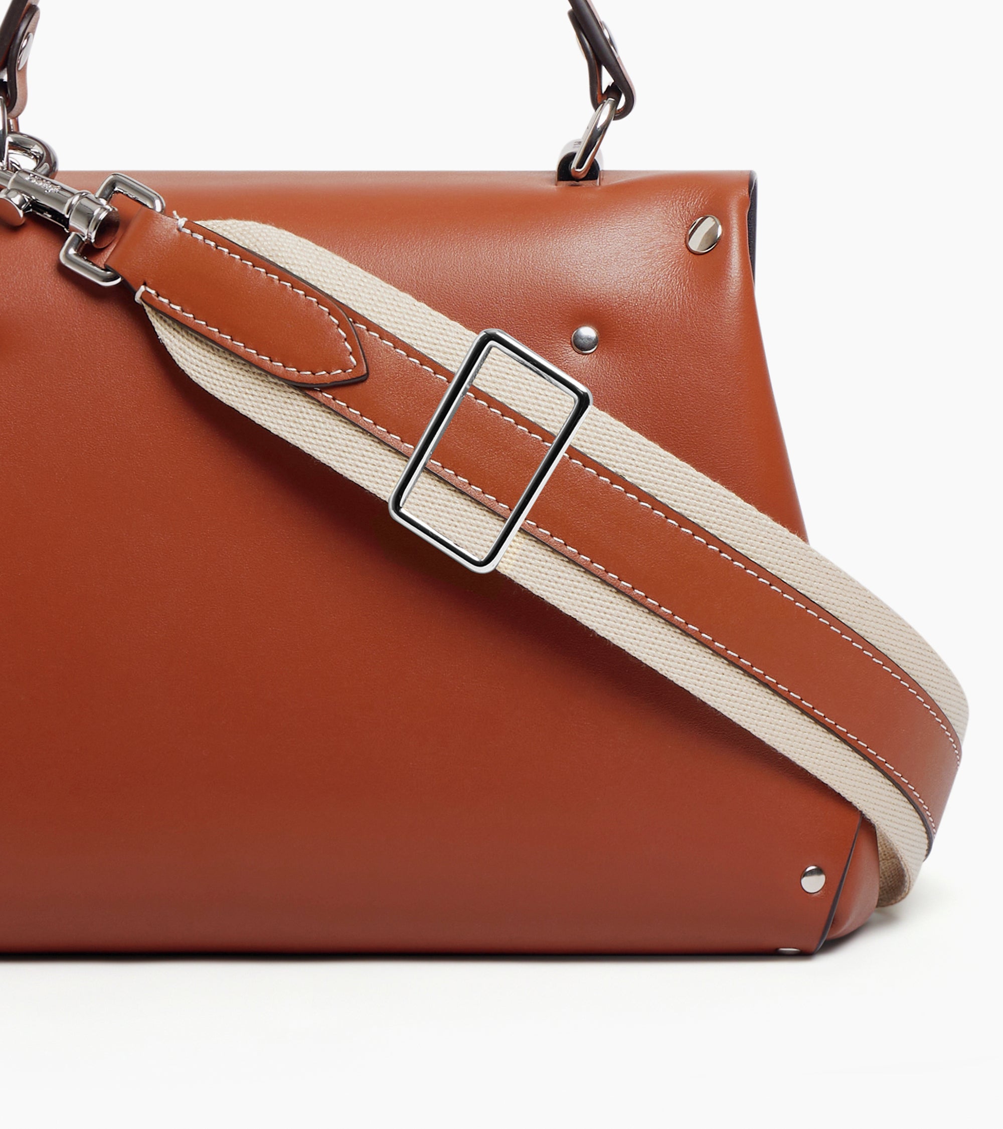 Le Tanneur Sans Couture sac main cuir lisse marron moyen