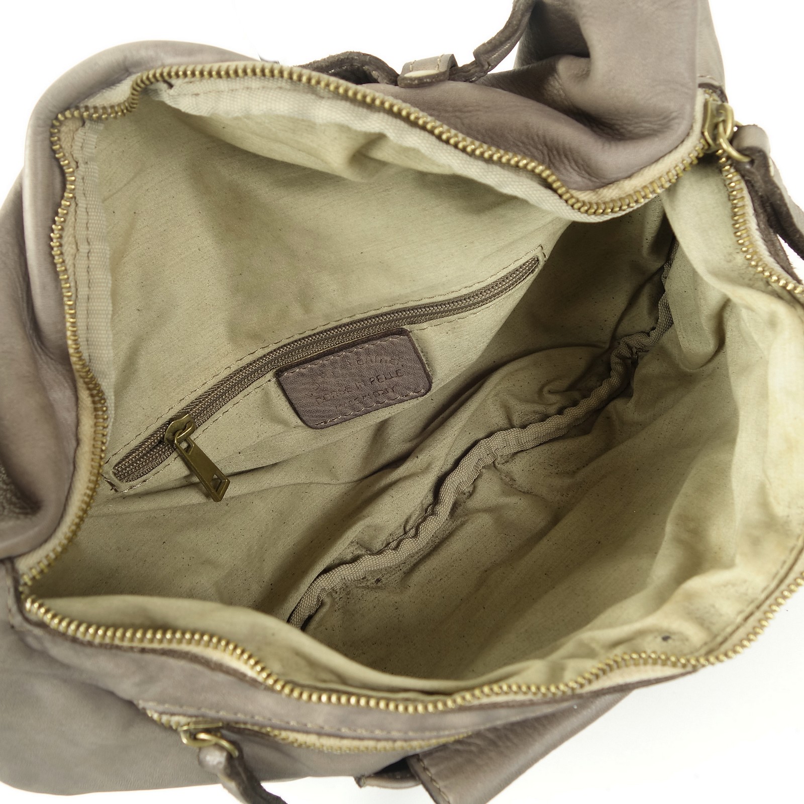 Collection Esprit Cuir Dario sac banane cuir taupe vintage