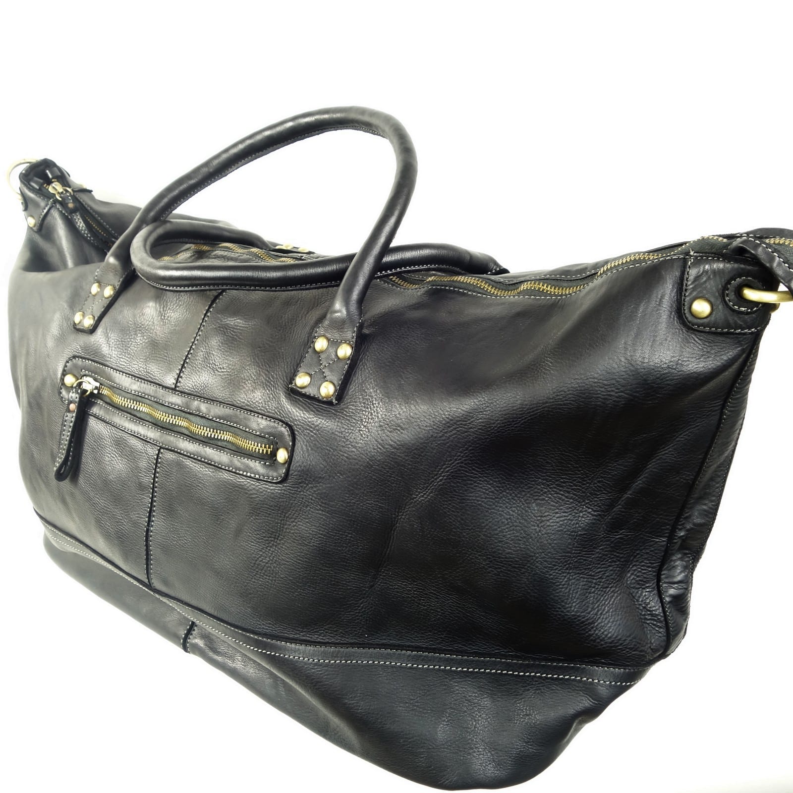 Collection Esprit Cuir LORENZO sac voyage cuir noir 48h