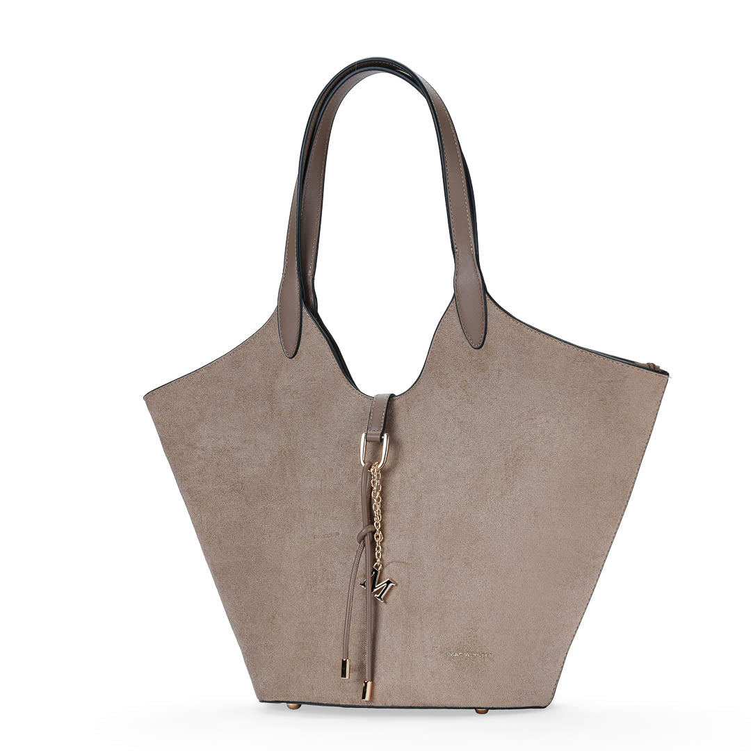 MAC ALYSTER DUNEA sac cabas taupe suédine effet velours