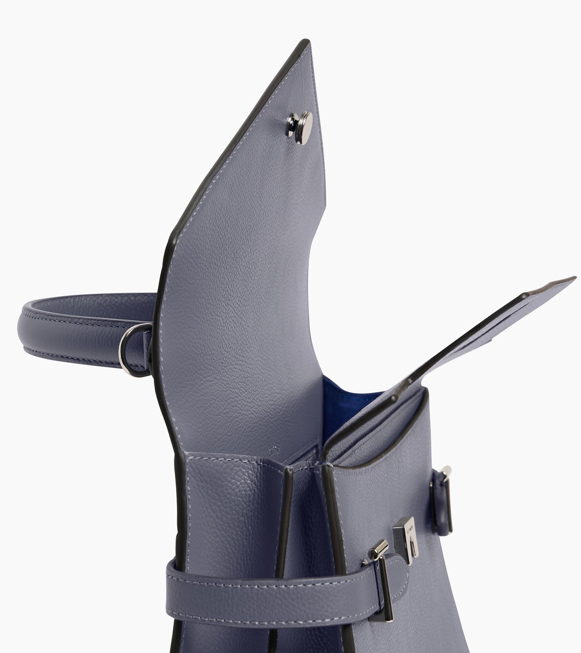 Le Tanneur Emilie sac à main double rabat bleu acier
