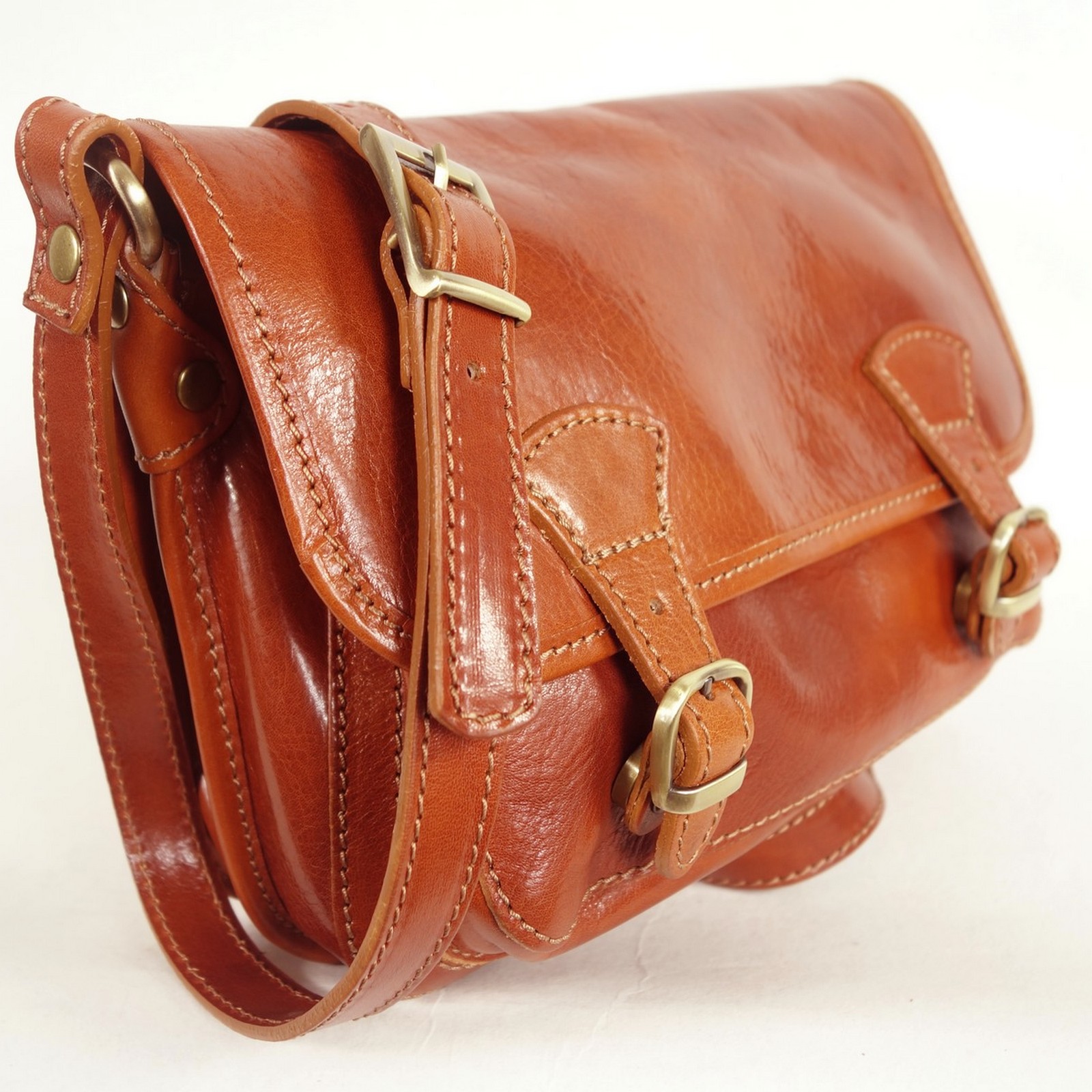 Esprit Cuir Lisbona besace cuir cognac mini