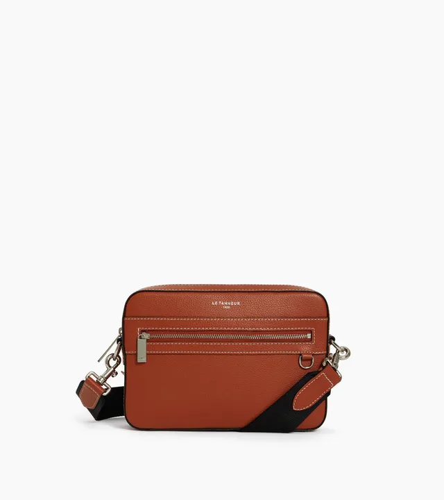 Le Tanneur Emile sacoche cuir grainé Mahogany Brown homme