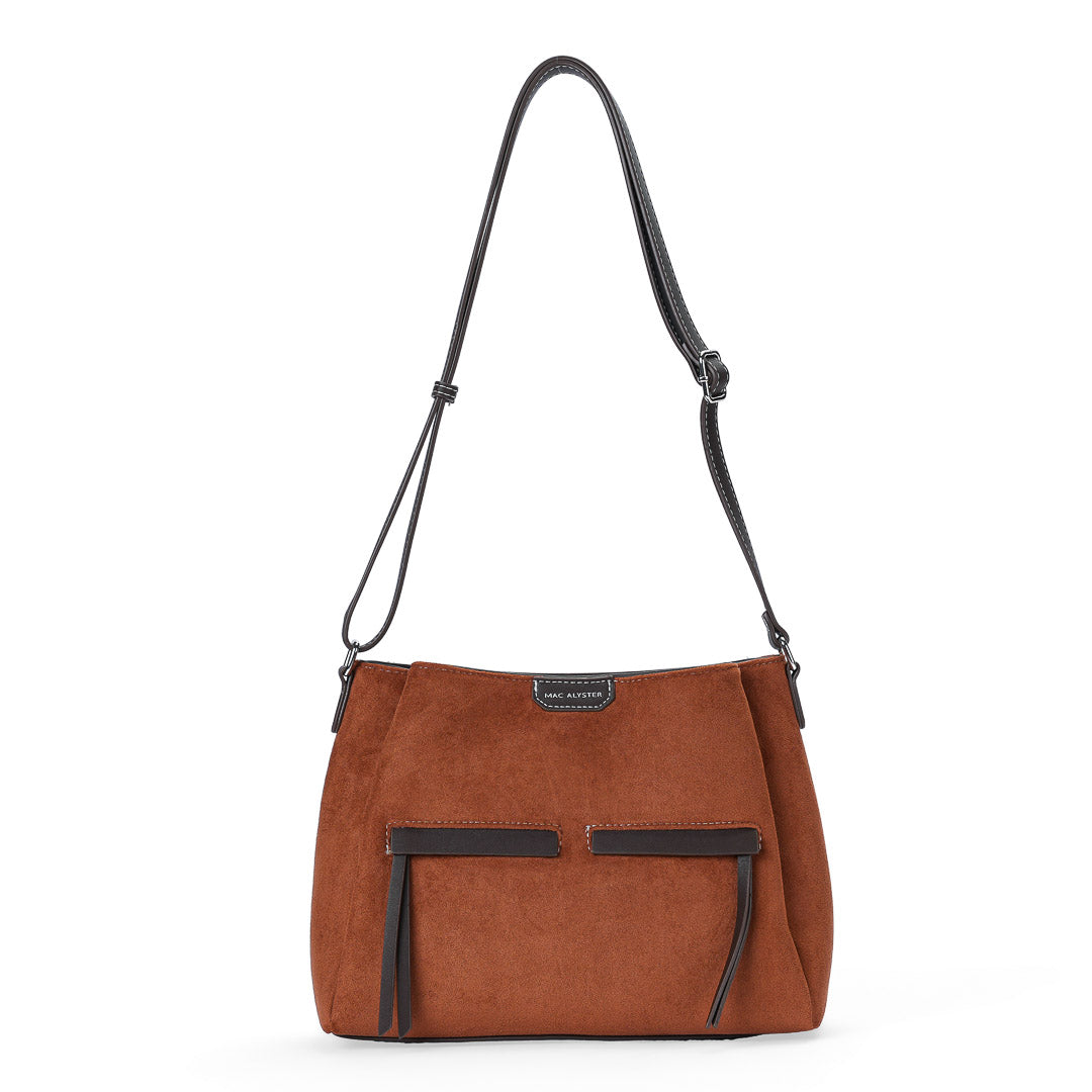 Mac Alyster Fauve sac besace daim chocolat lune