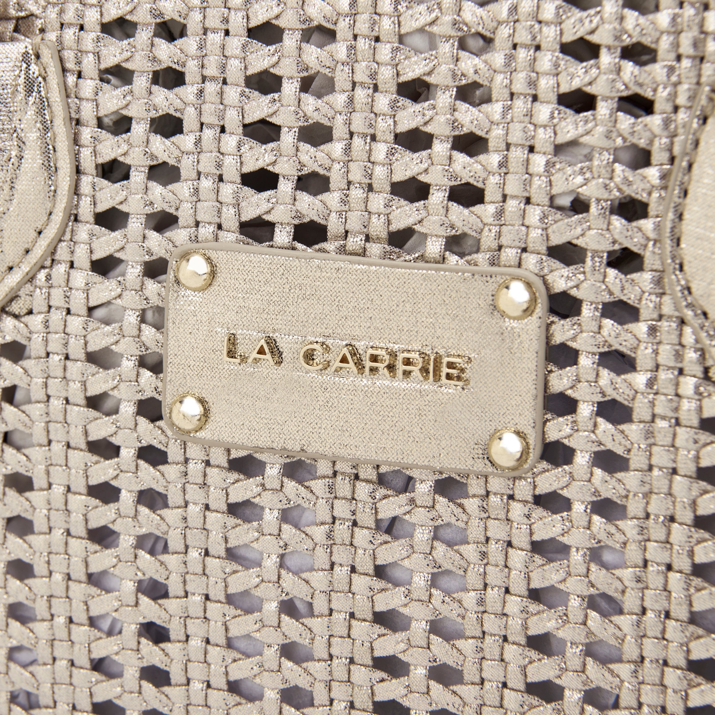 La Carrie Bag Woven sac à main doré 23x9x15cm