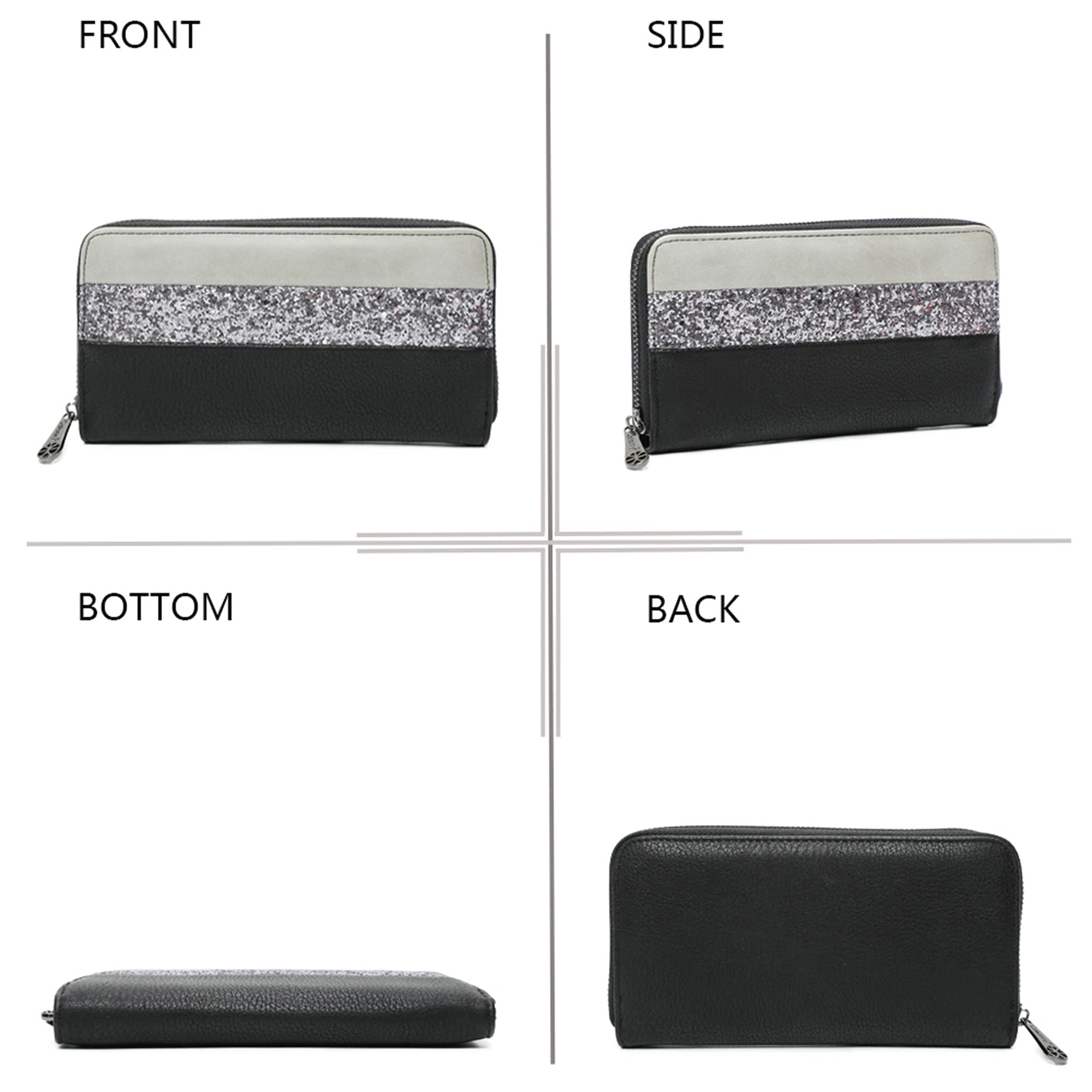 Gallantry Accessoires compagnon long gris noir paillettes 20 cm