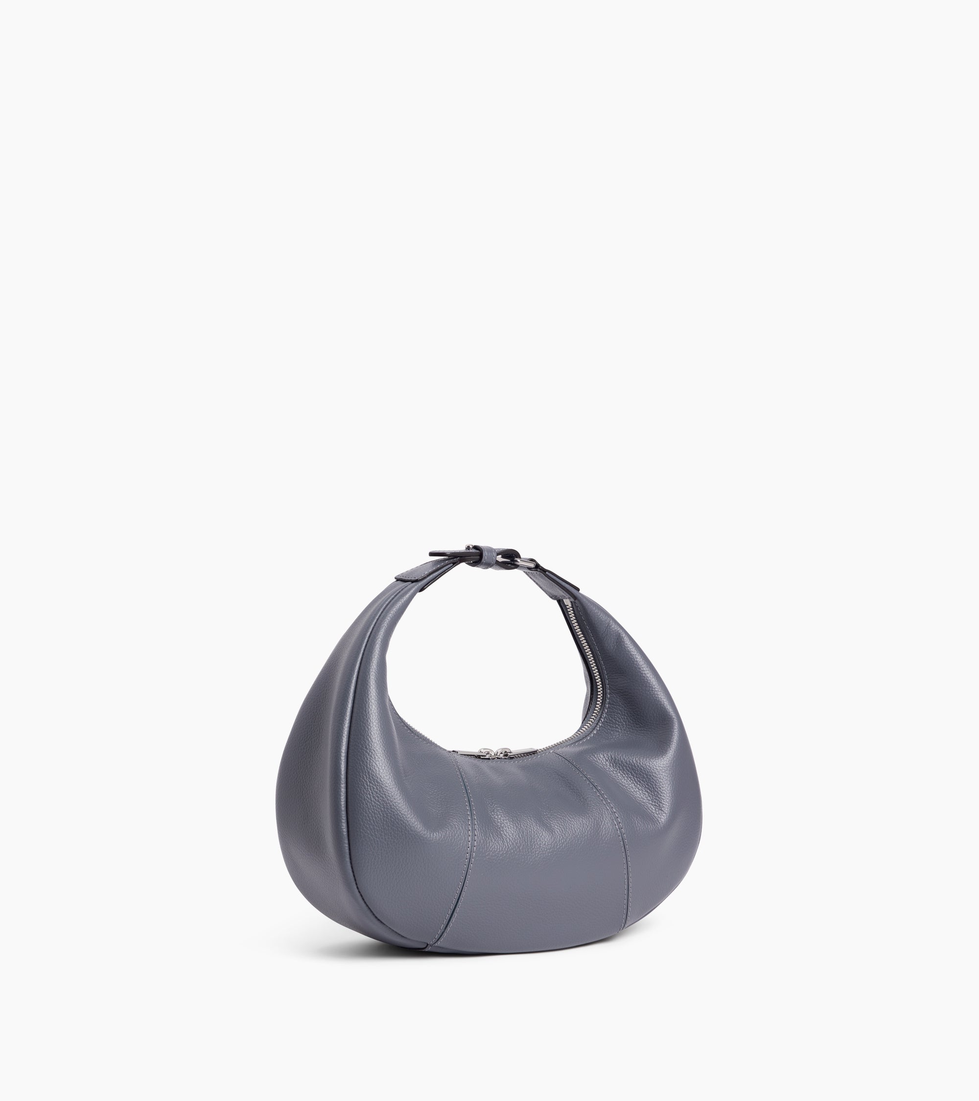 Le Tanneur Juliette sac hobo cuir grainé Steel Blue