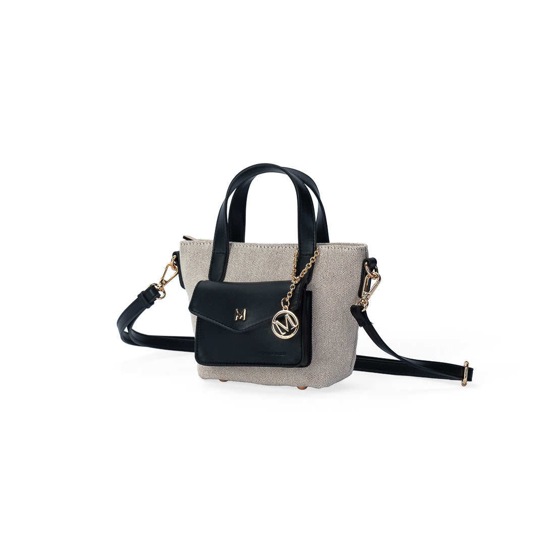 MAC ALYSTER MISS BOHEME Mini Sac Lin Noir 22 cm