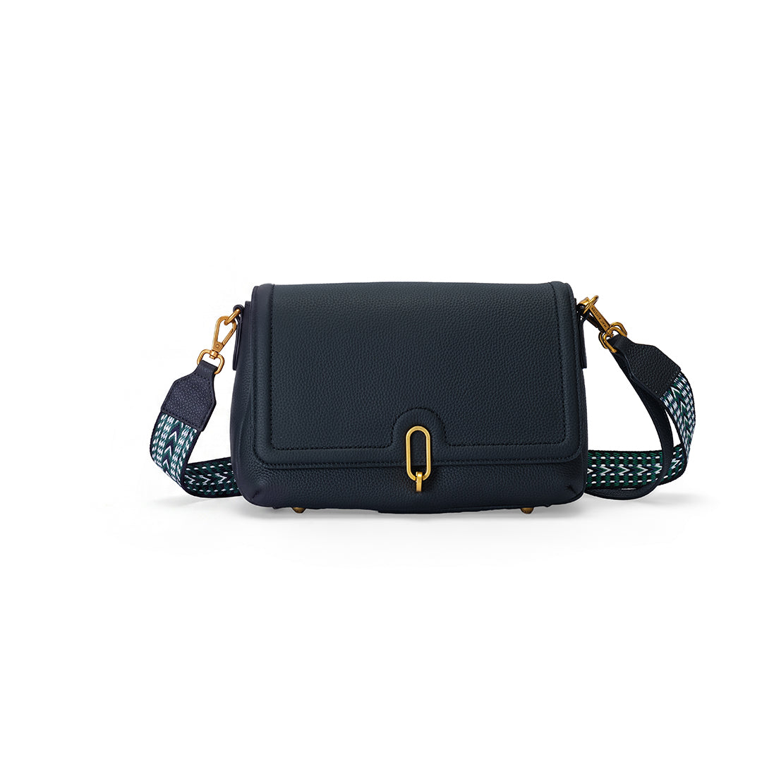 MAC ALYSTER Giulia sac à rabat cuir noir 27 cm femme
