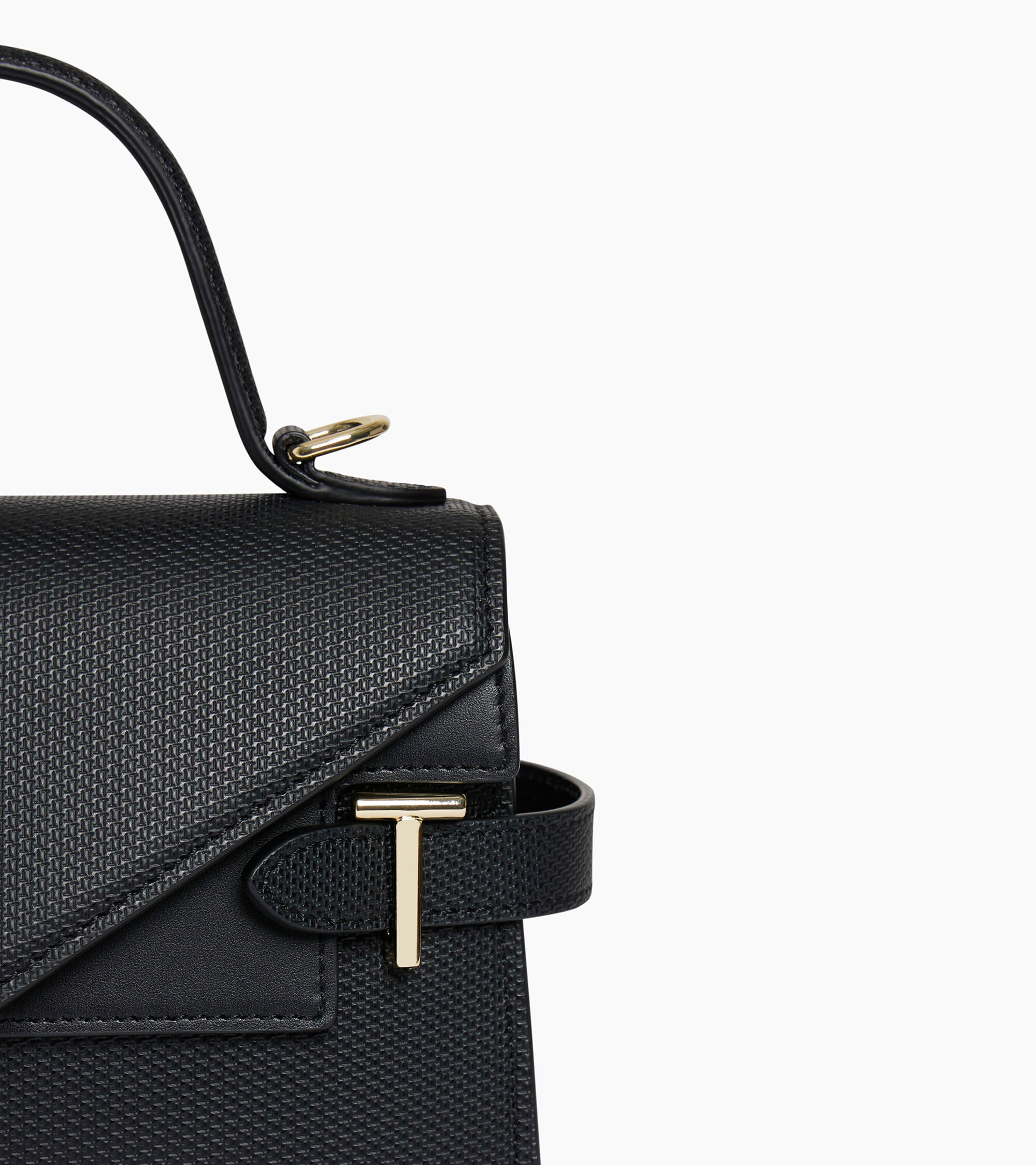 Le Tanneur Emilie petit sac à main cuir noir double rabat