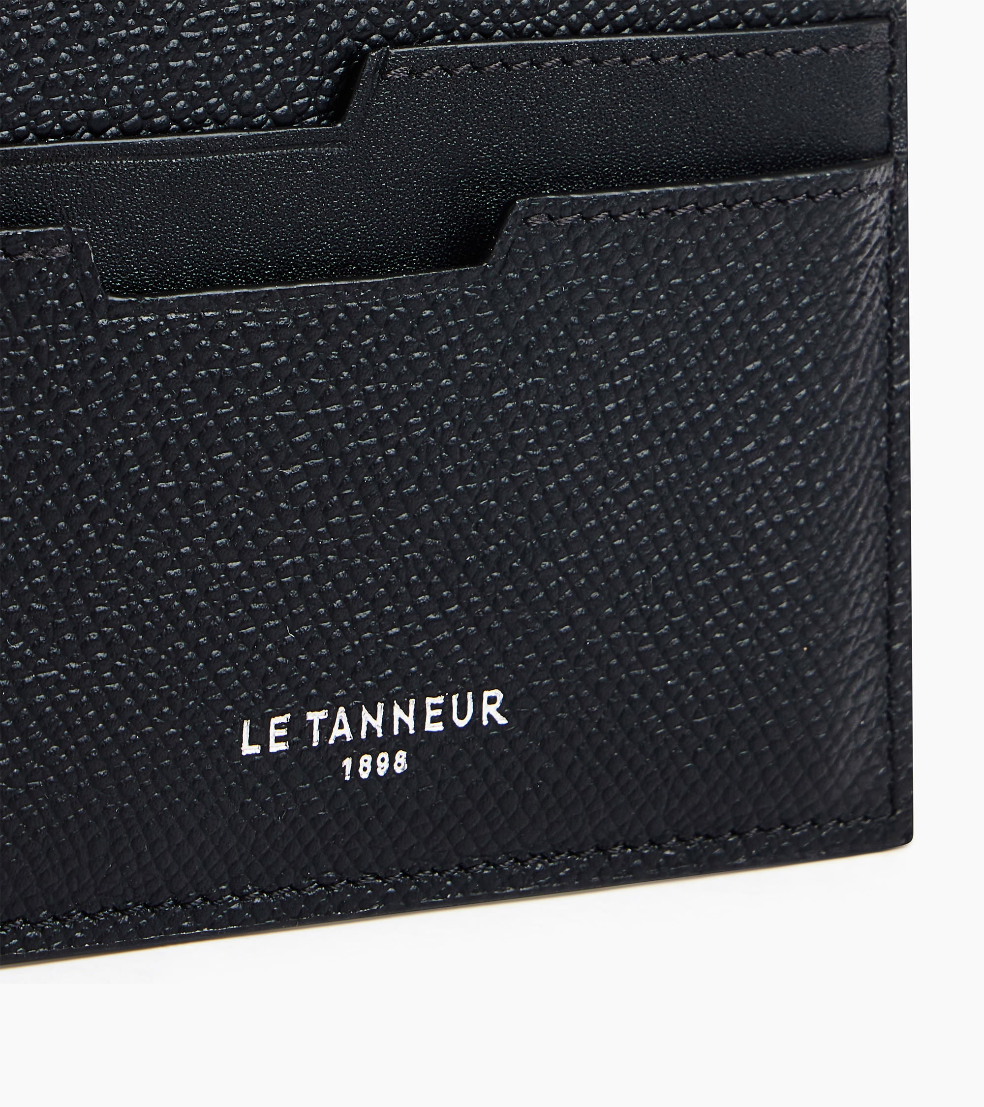 Le Tanneur Gaston porte-cartes cuir grain croisé Black