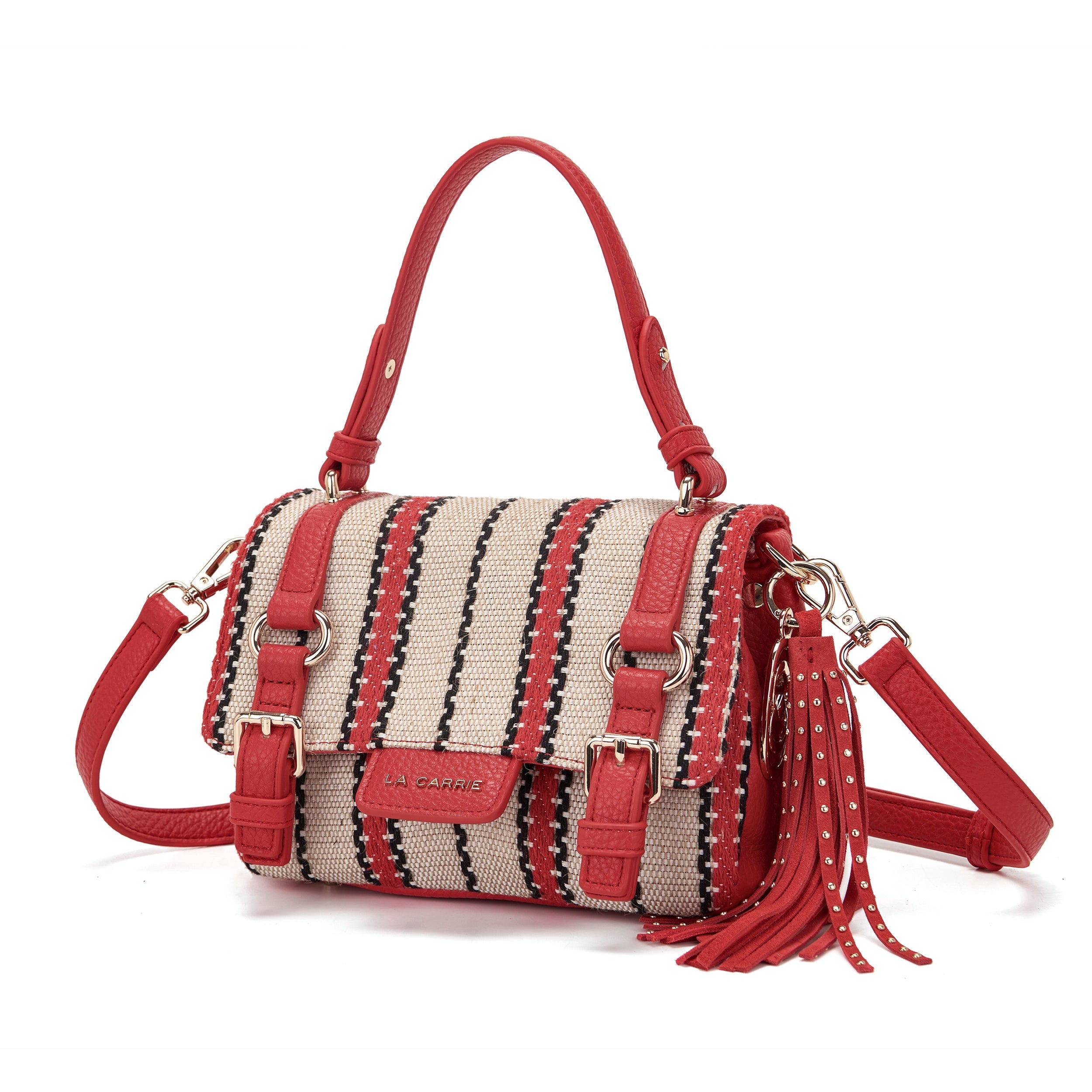 La Carrie Atena Bicolor cabas canvas rouge 22 cm