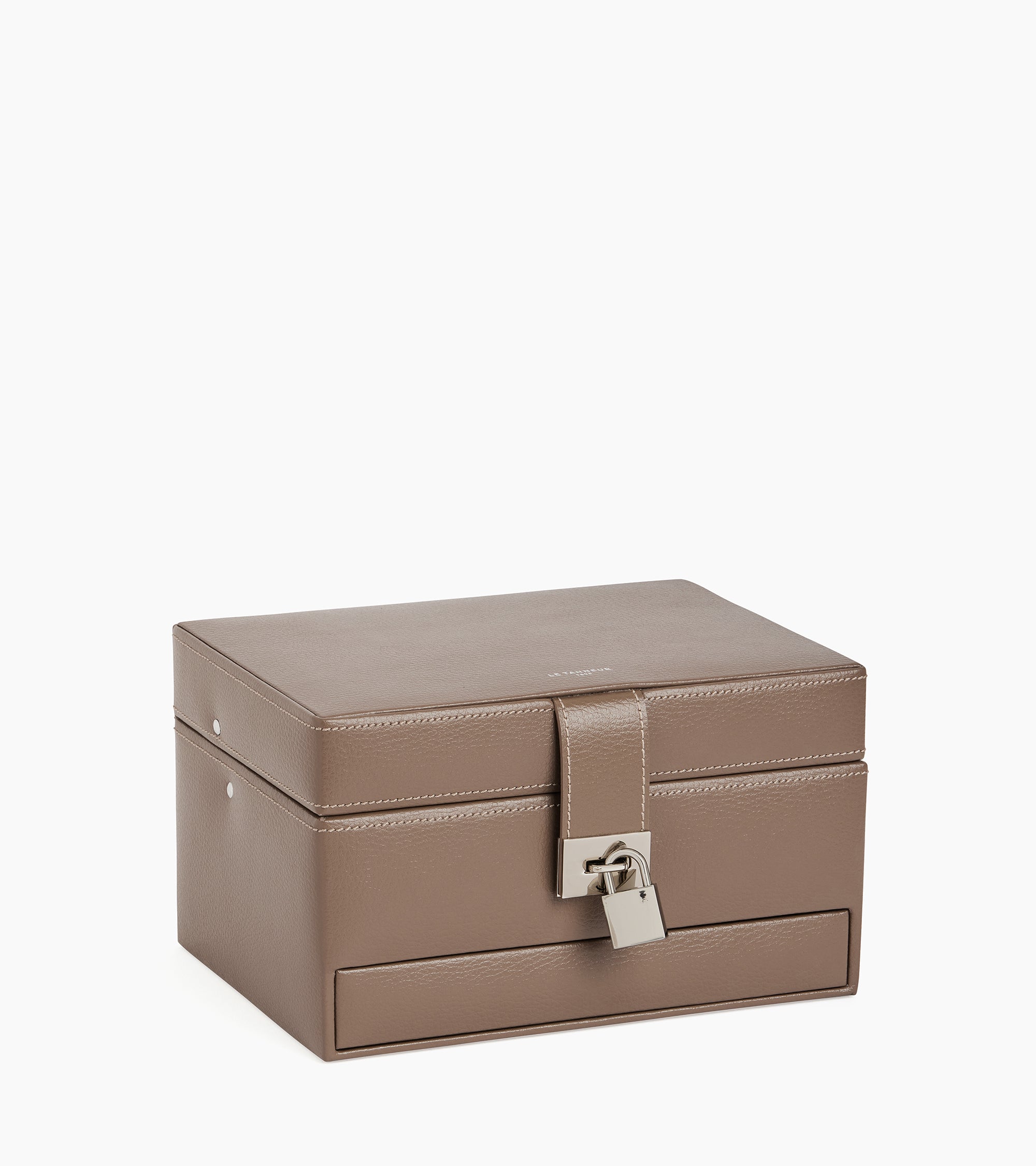 Le Tanneur Boîte bijoux cuir moyen modèle Taupe