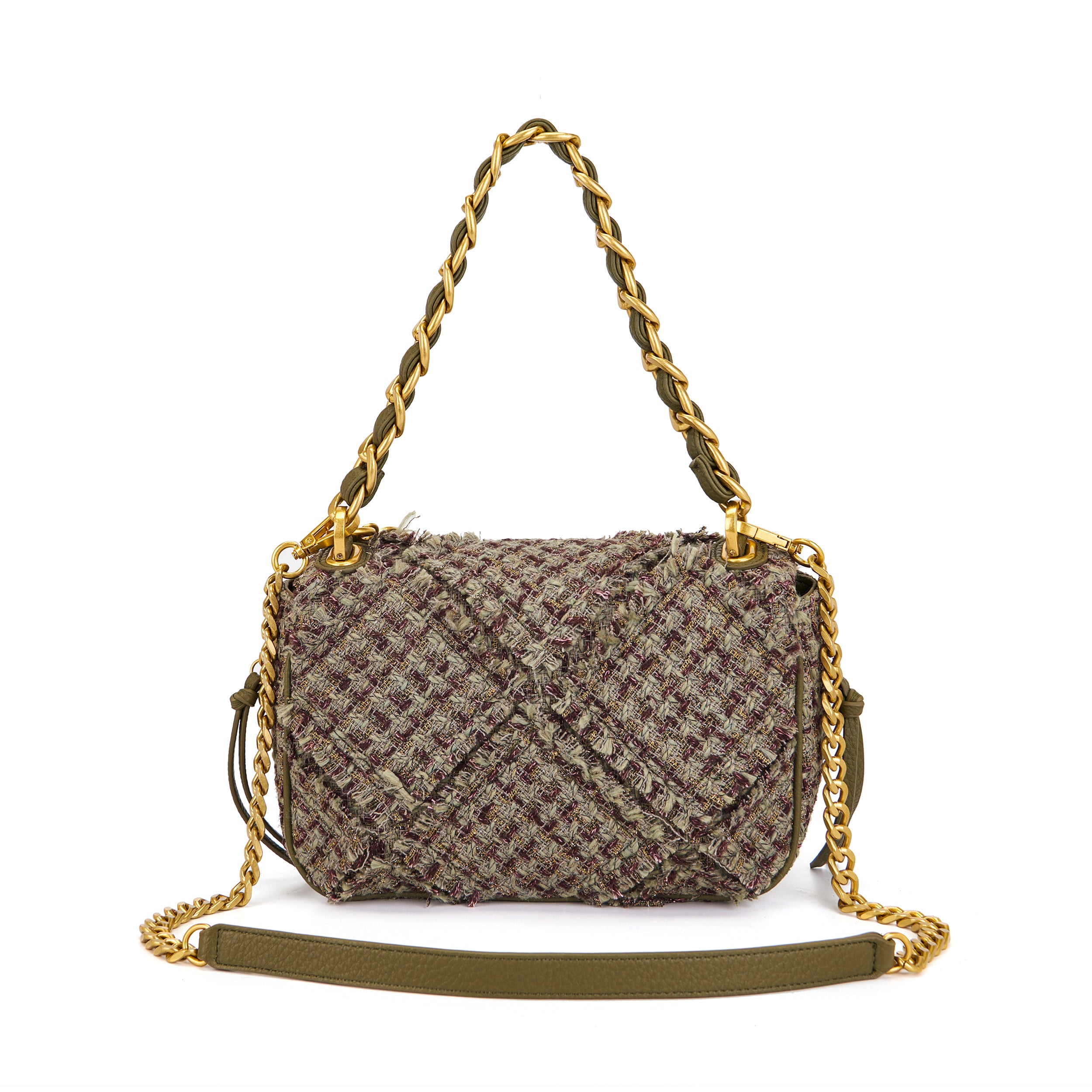 La Carrie Cross Isabel sac bandoulière vert bouclé 32 cm