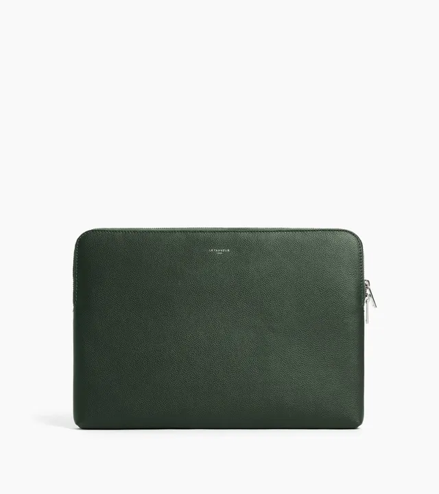Le Tanneur pochette ordinateur 14" cuir grainé Green Malachite