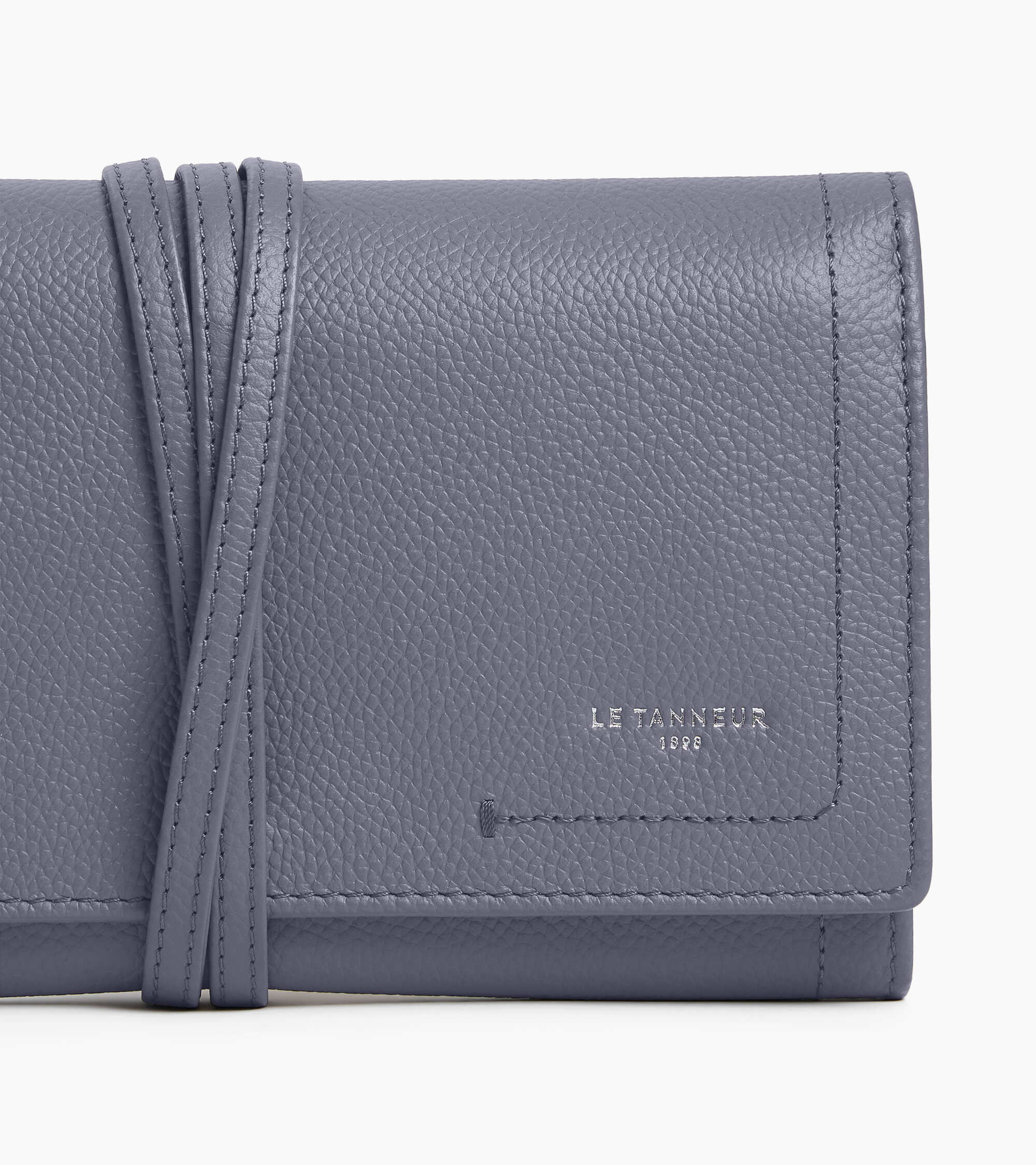 Le Tanneur Luggage coffret bijoux voyage cuir grainé steel blue