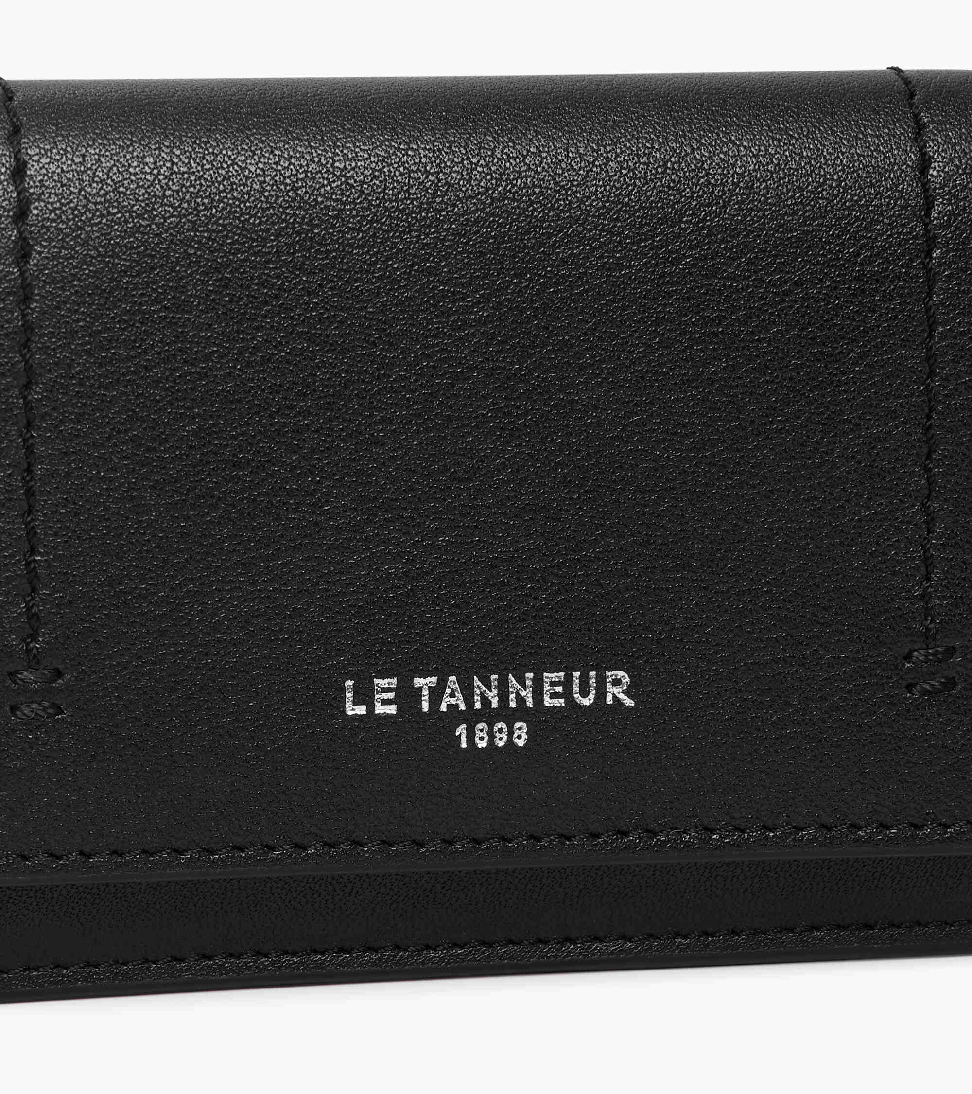 Le Tanneur Louison porte-cartes cuir lisse noir rabat