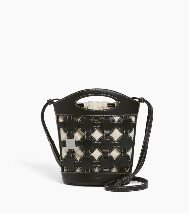 Le Tanneur Le Potier petit sac seau toile coton cuir noir