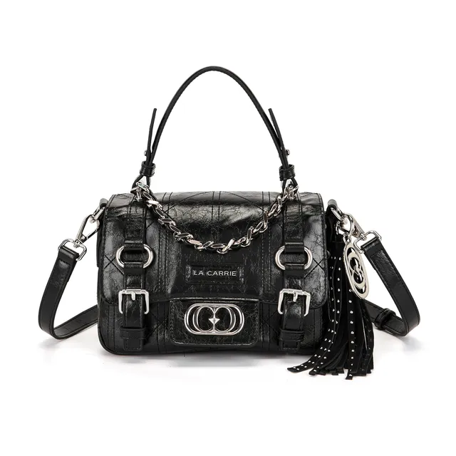 La Carrie Atena Spiderweb sac shopping noir PU 22x12x14cm