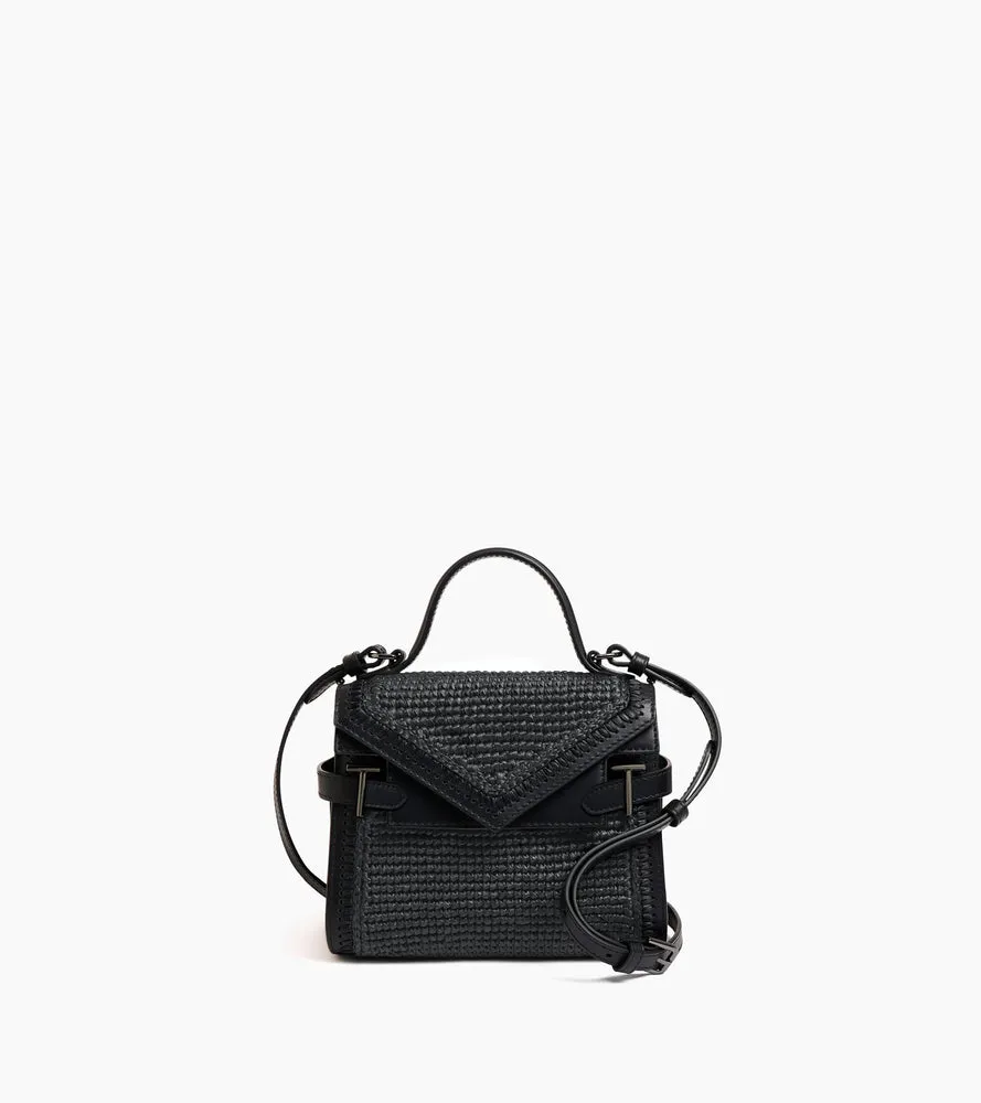 Le Tanneur Emilie petit sac à main raphia cuir noir