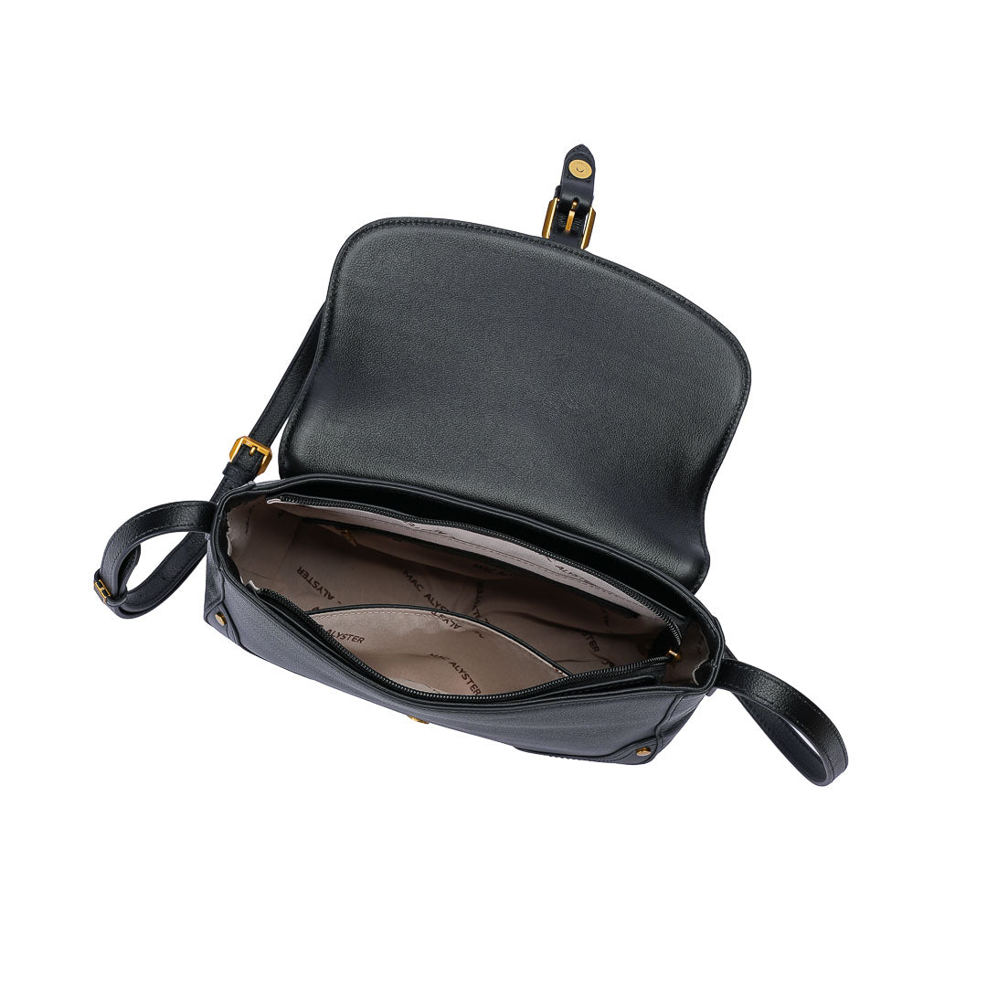 MAC ALYSTER LANORA sac rabat cuir Daim Cognac