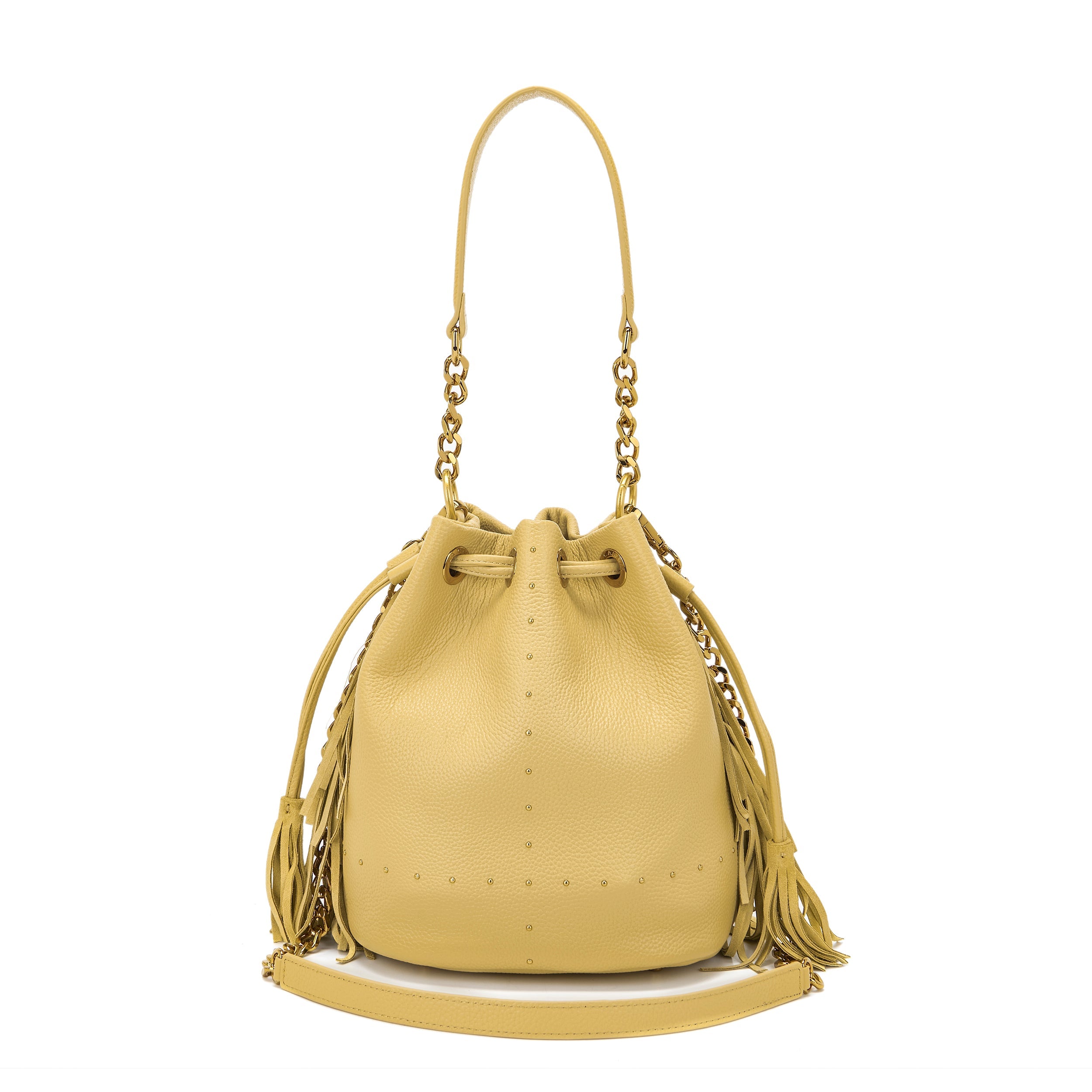 La Carrie Basic sac seau cuir ocre 24 cm clouté