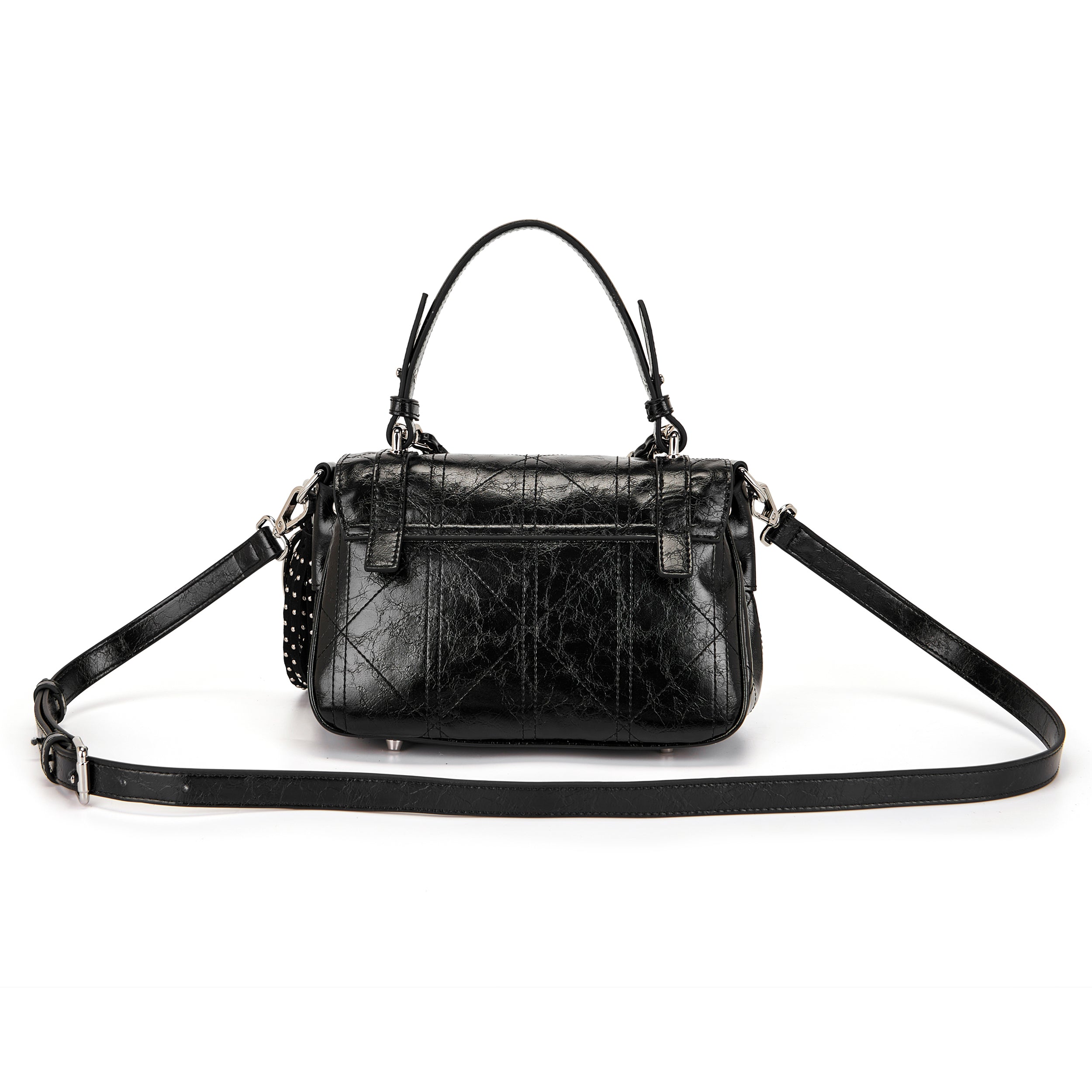 La Carrie Atena Spiderweb sac shopping noir PU 22x12x14cm
