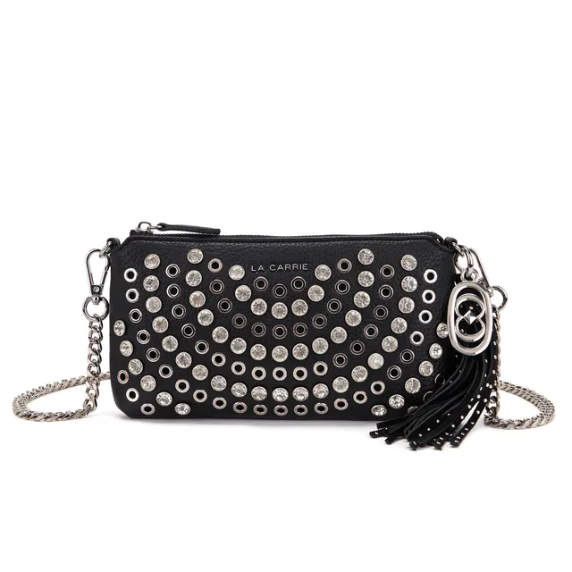 La Carrie Bag Andromeda portefeuille chaîne noir strass