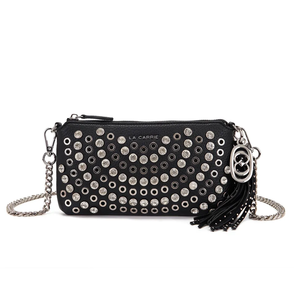 La Carrie Bag Andromeda portefeuille chaîne noir strass