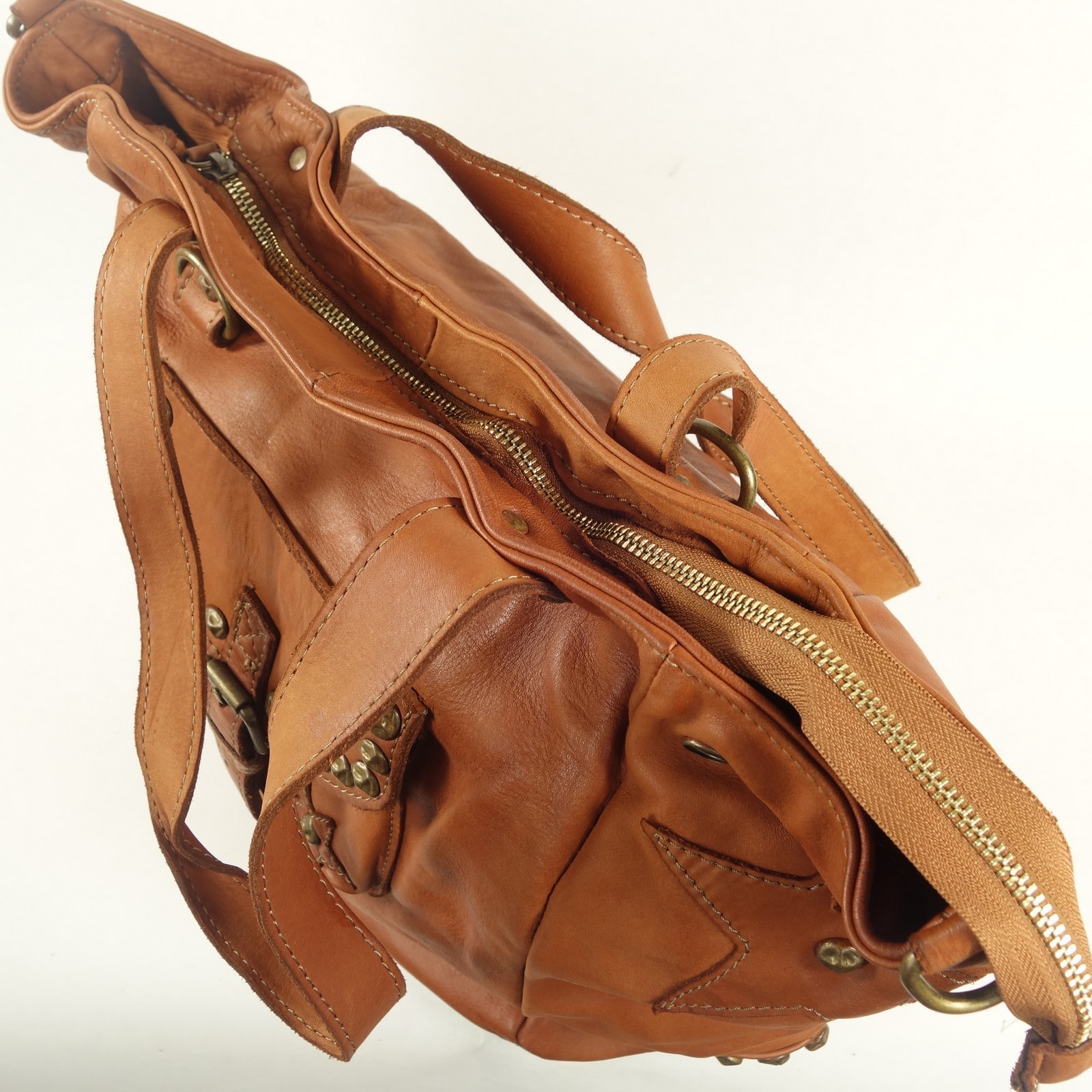 Collection Esprit Cuir Lili grand cabas XL naturel cuir clouté