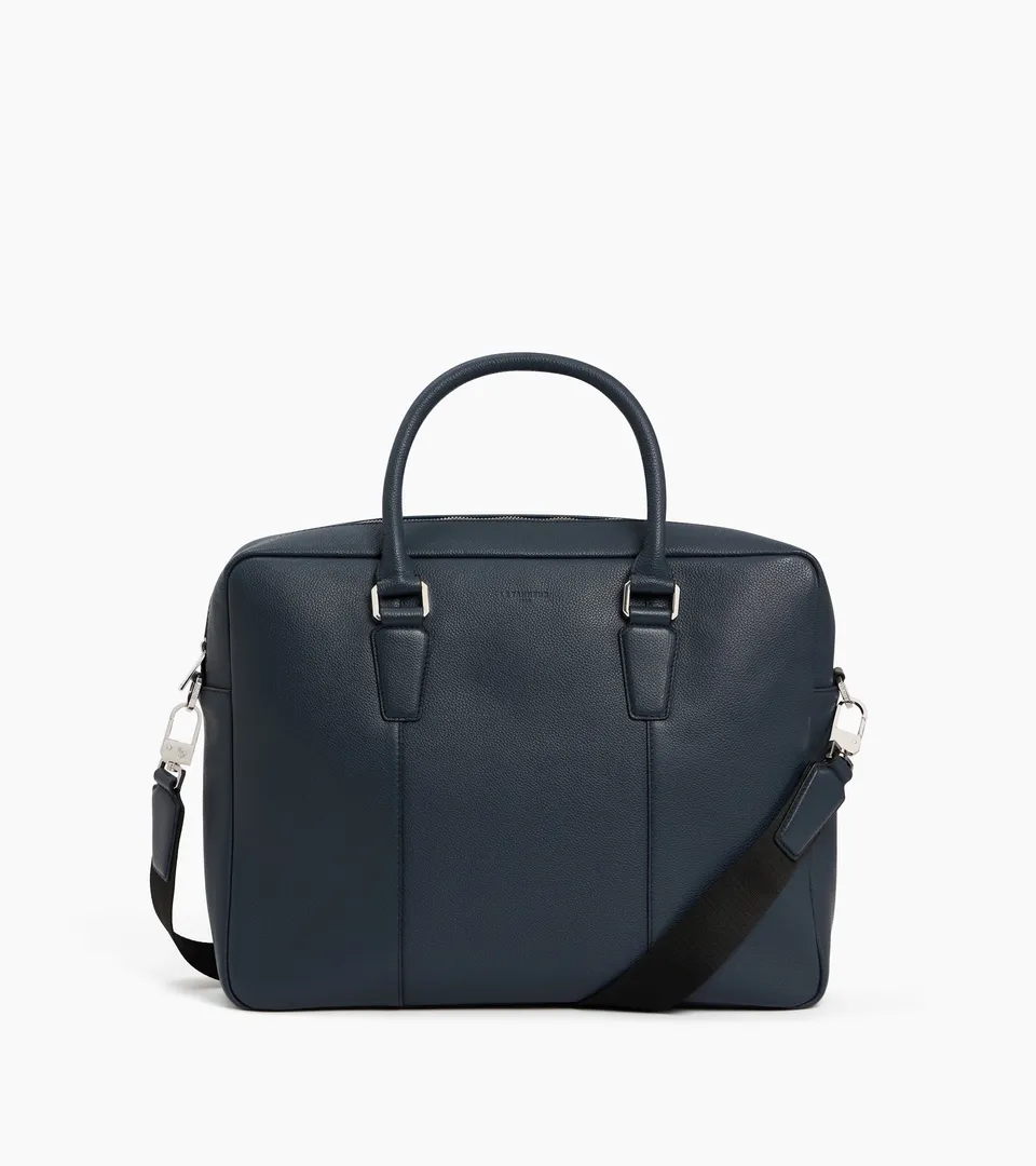 Le Tanneur Marceau porte-documents cuir grainé 15" bleu