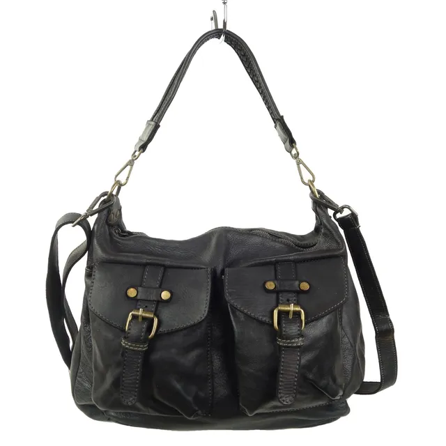 Collection Esprit Cuir Paula sac besace noir cuir vintage