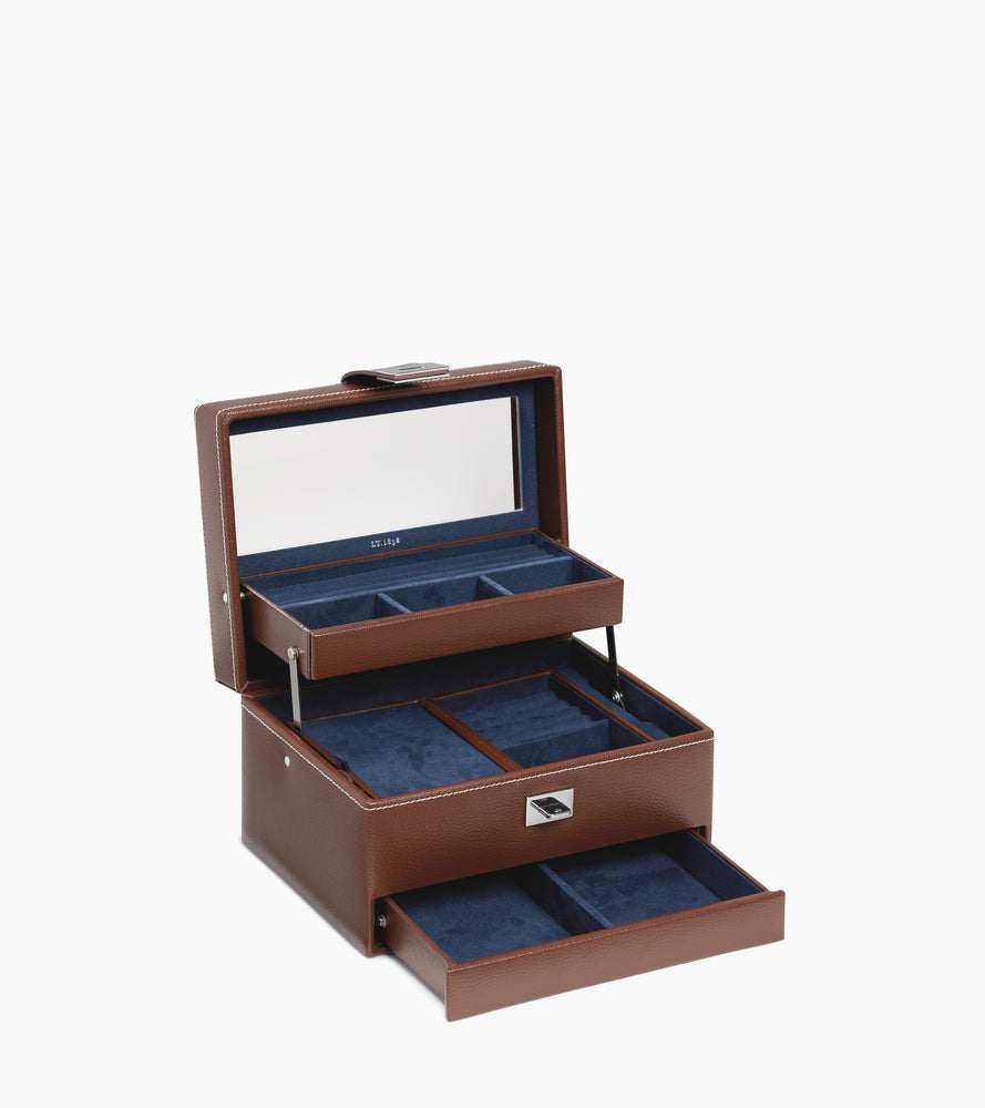 Le Tanneur Leather Goods Boîte à bijoux cuir moyen modèle velours