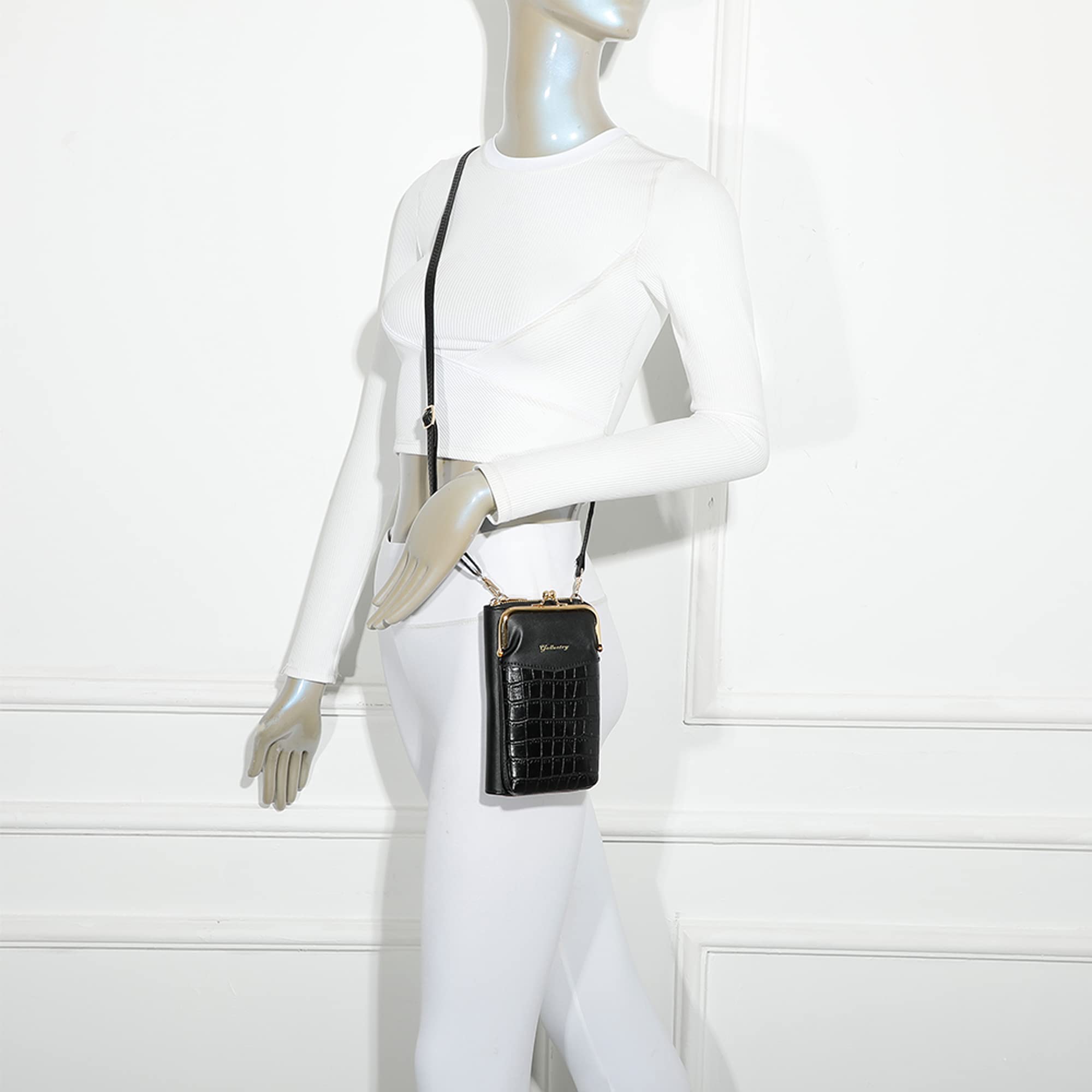 Gallantry Sacs Bandoulière Téléphone Portefeuille Sac Noir