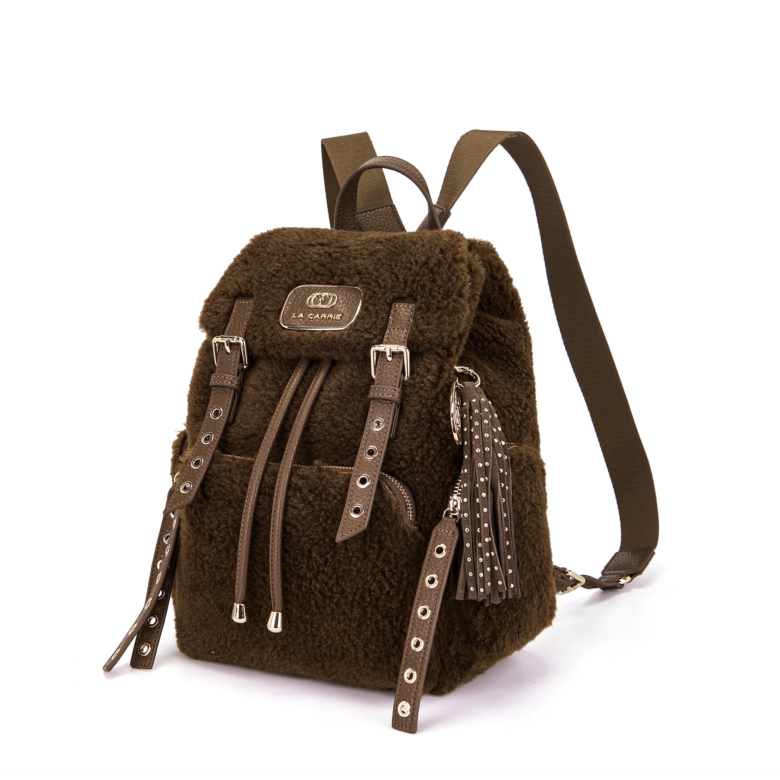 La Carrie Teddy sac à dos marron fourrure 27x31 cm