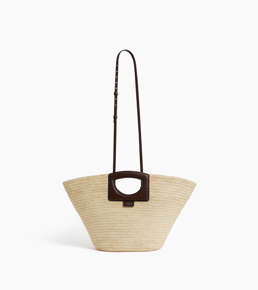 Le Tanneur Grand sac cabas raphia naturel cuir végétal