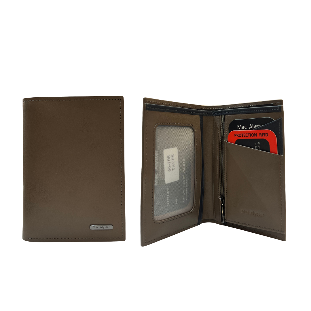 MAC ALYSTER Heritage grand portefeuille taupe cuir