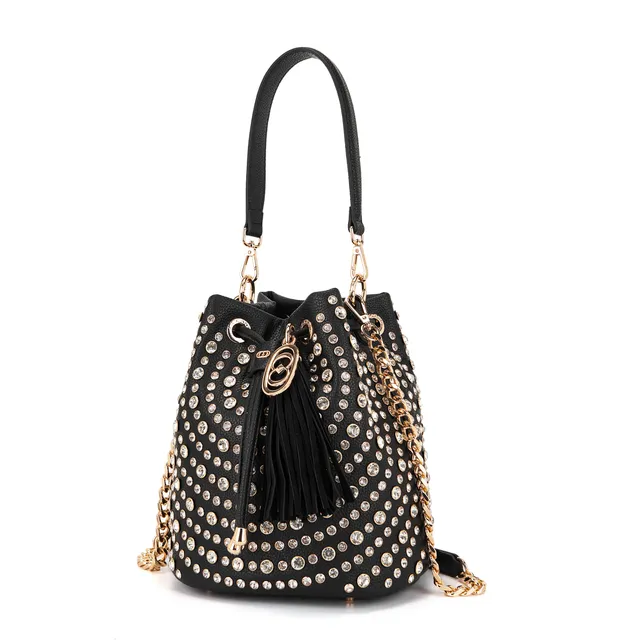 La Carrie Andromeda sac seau noir strass 28 cm