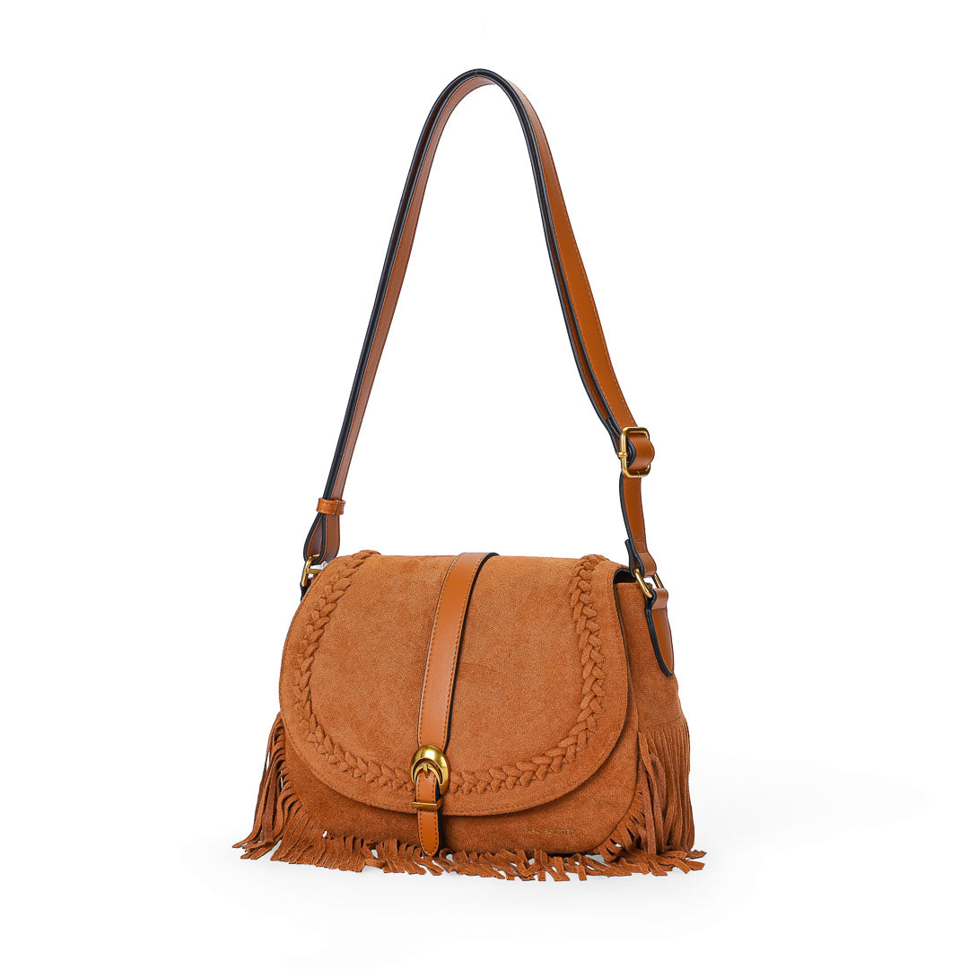 Mac Alyster Celeste sac à rabat suédine marron clair