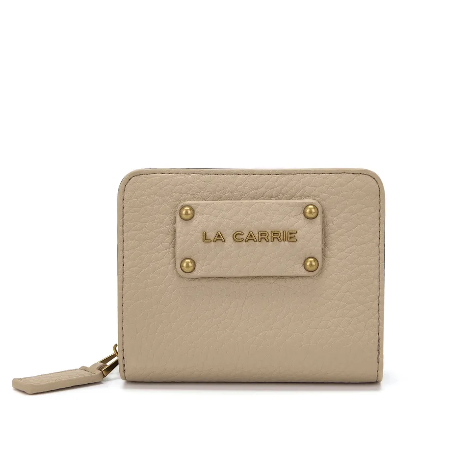 La Carrie Wallet portefeuille beige PU martelé 12x4x9cm
