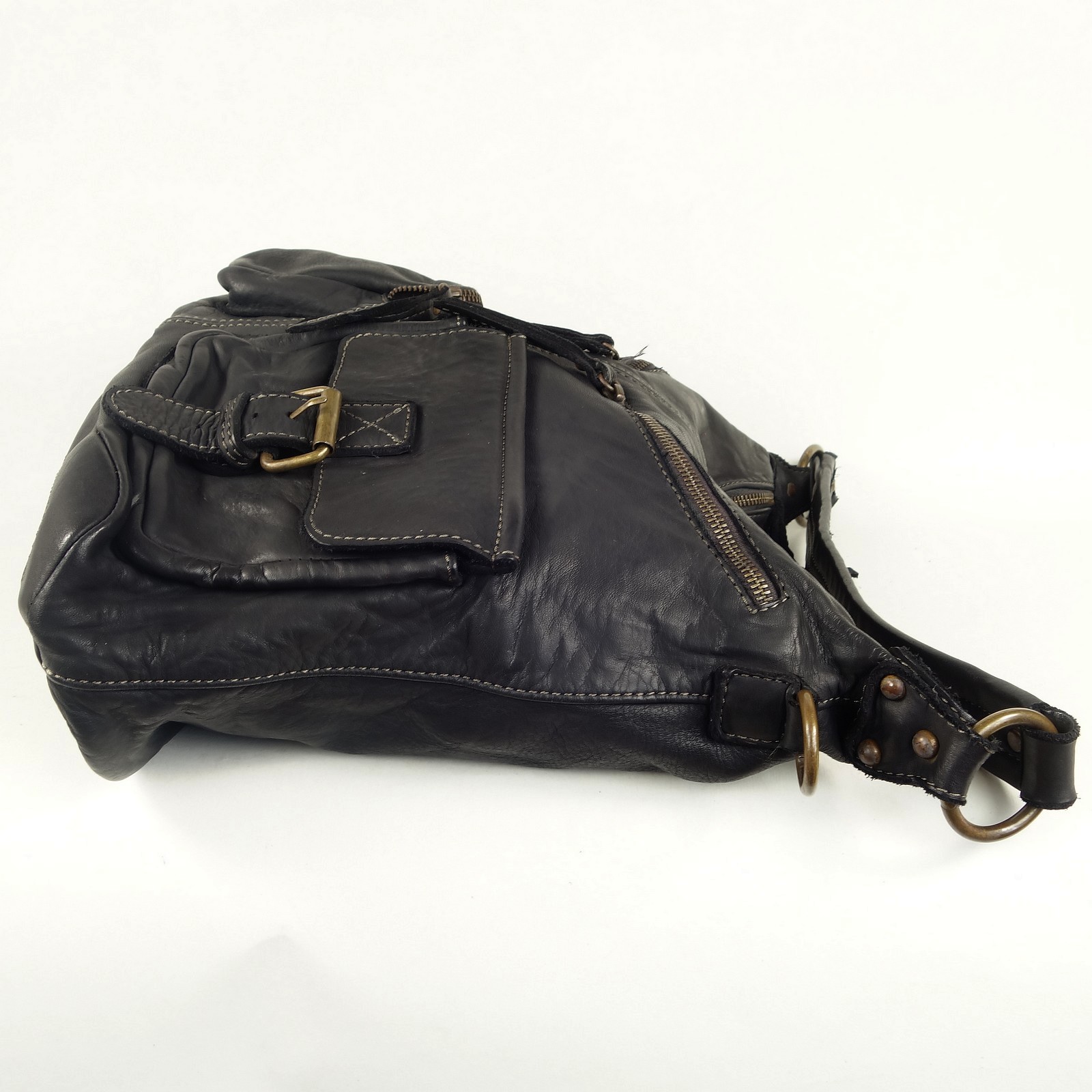 Collection Esprit Cuir STELLA sac épaule cuir noir trapèze