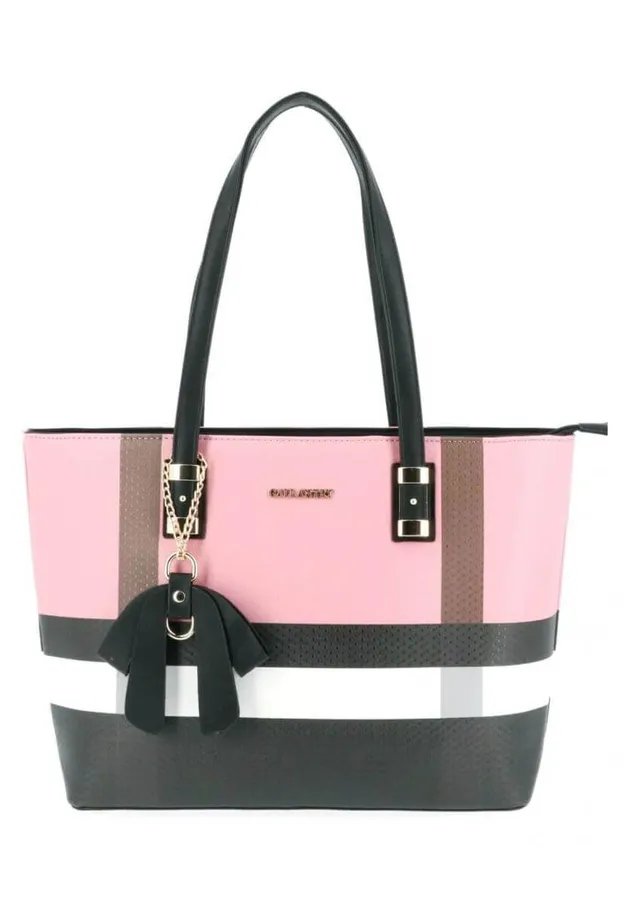 Gallantry Sacs Cabas Tote Bag XL Similicuir Rose Rayures A4