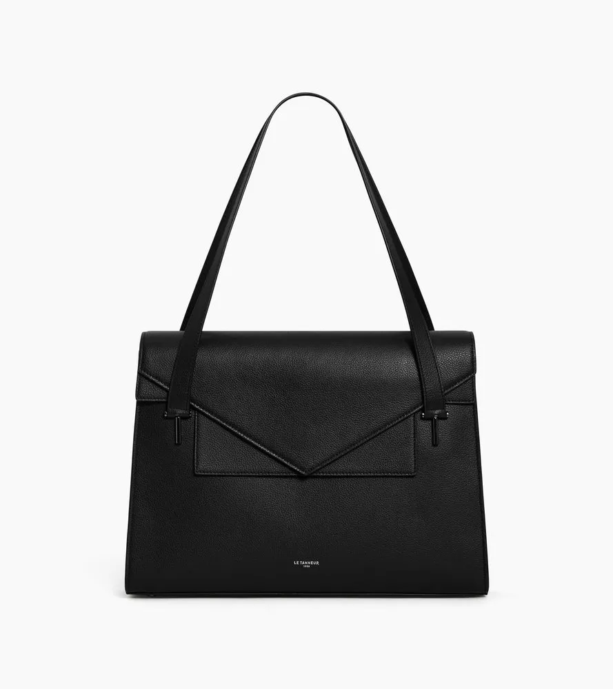 Le Tanneur Emilie porte-documents cuir grainé noir 13 pouces
