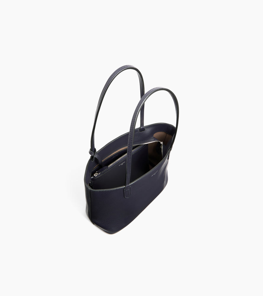 Le Tanneur Louise petit cabas cuir grainé bleu