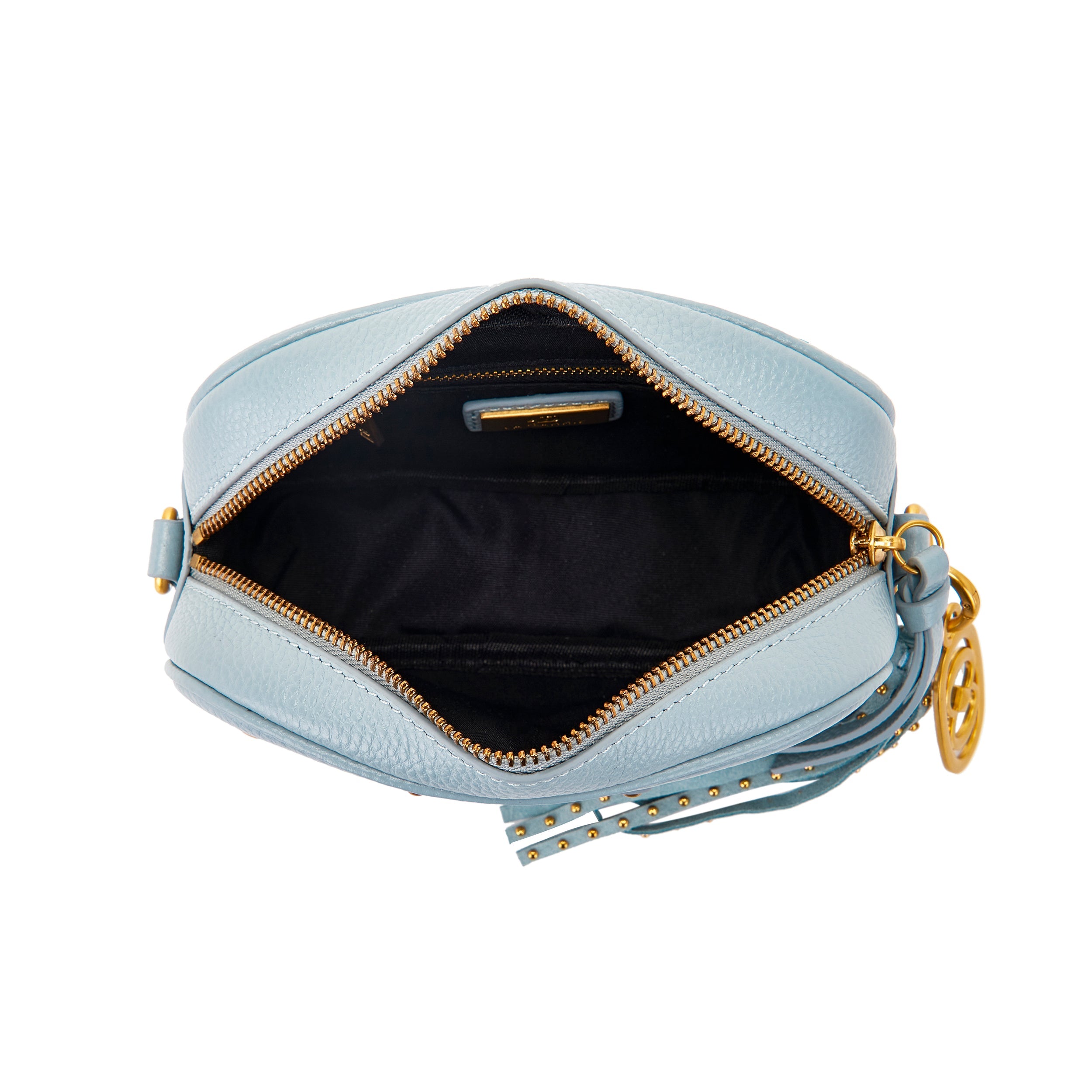 La Carrie Fourlard sac banane bleu ciel cuir